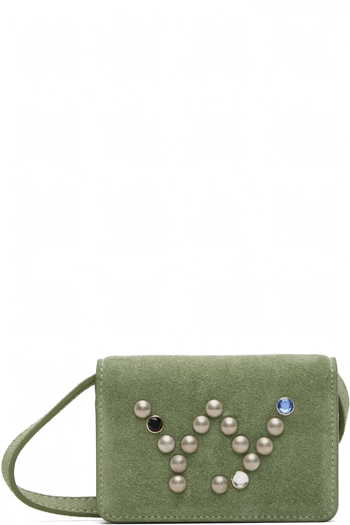 Green Micro Suede Stud Wallet Bag
