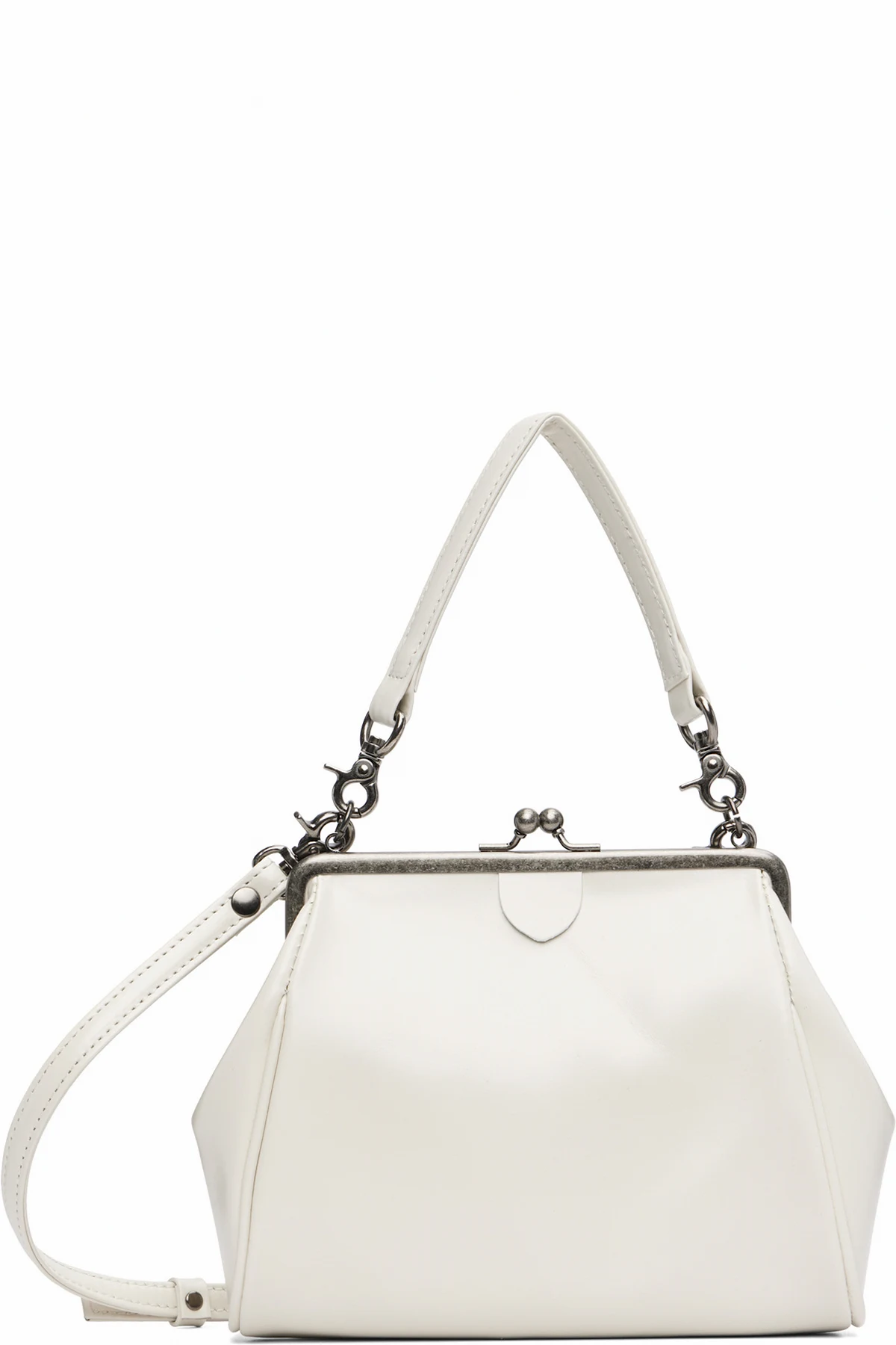 Off-White Semi-Matte Leather Metal Clasp Bag