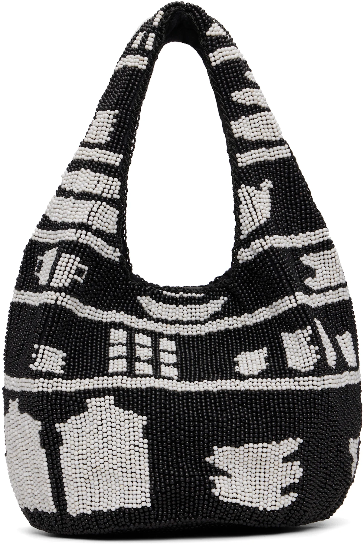 Black Mini Beaded Shopper Tote