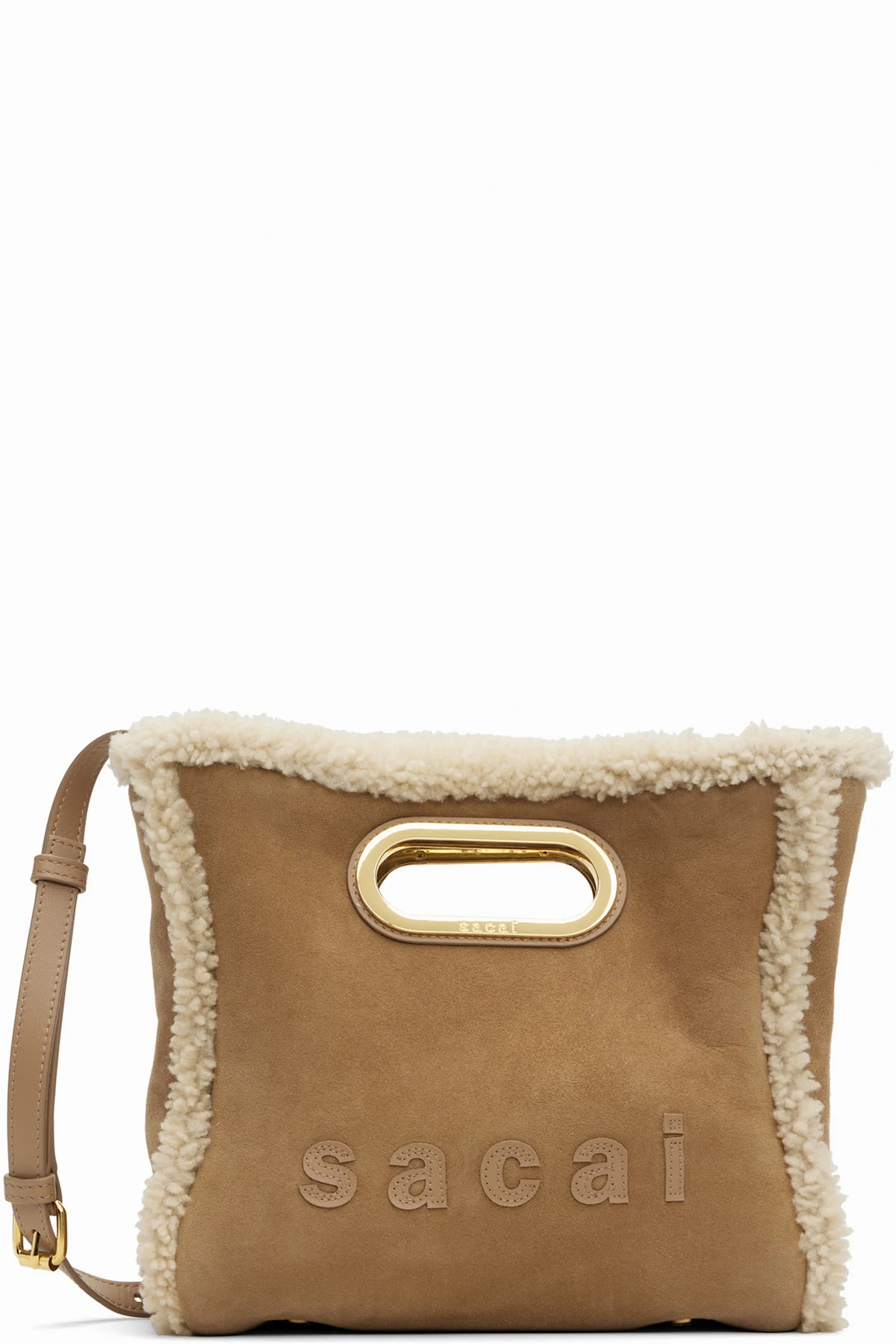 Beige Shearling Small Shopper Bag
