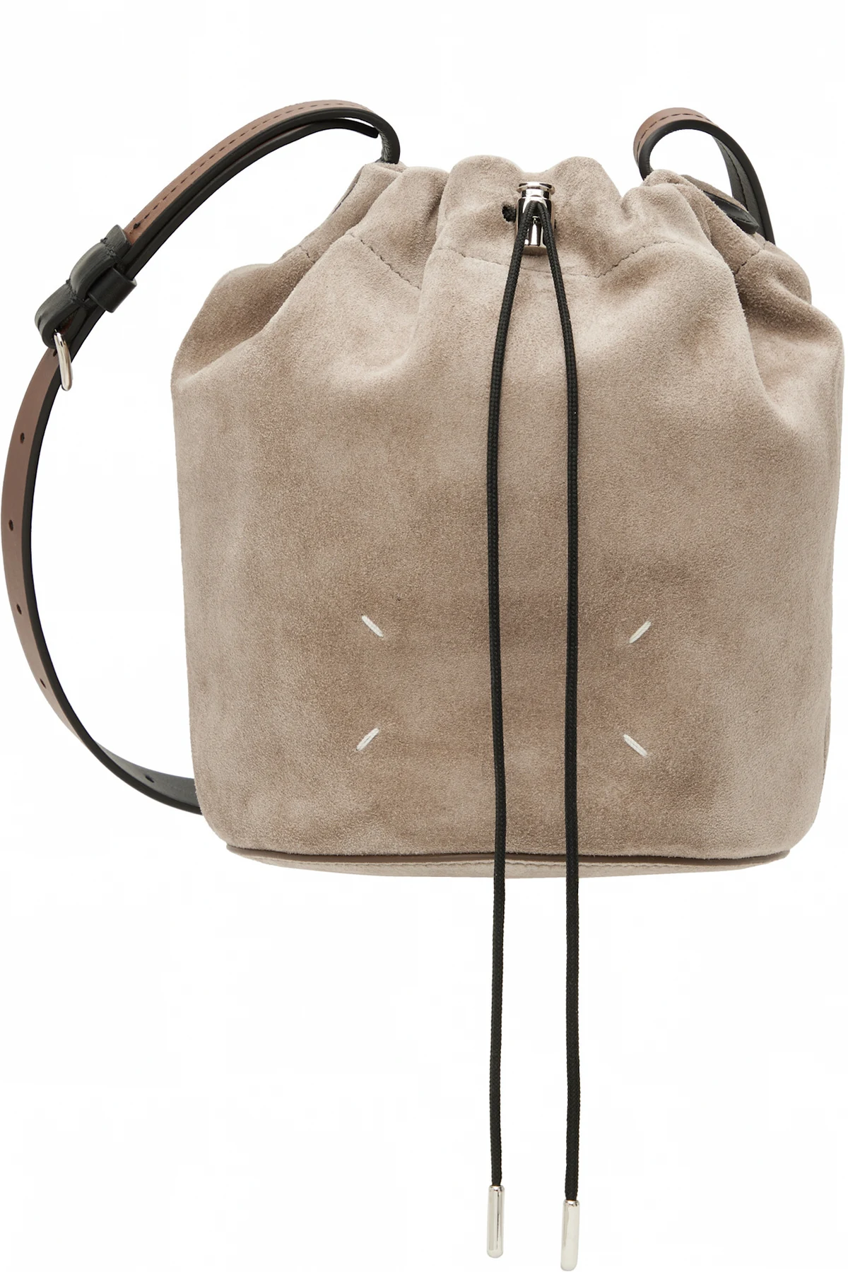 Taupe Drawstring Crossbody Bucket Bag