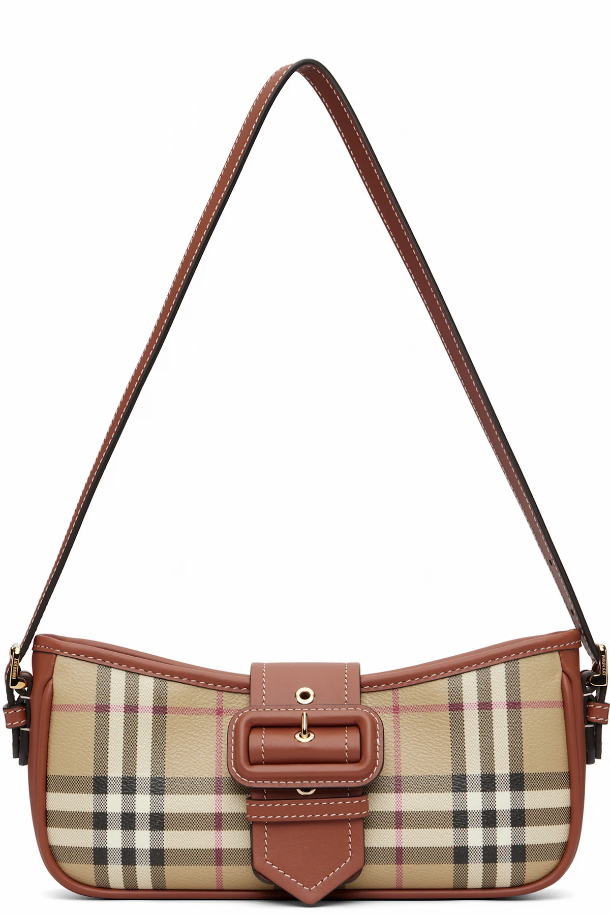 Tan Vintage Check Canvas Sling Bag