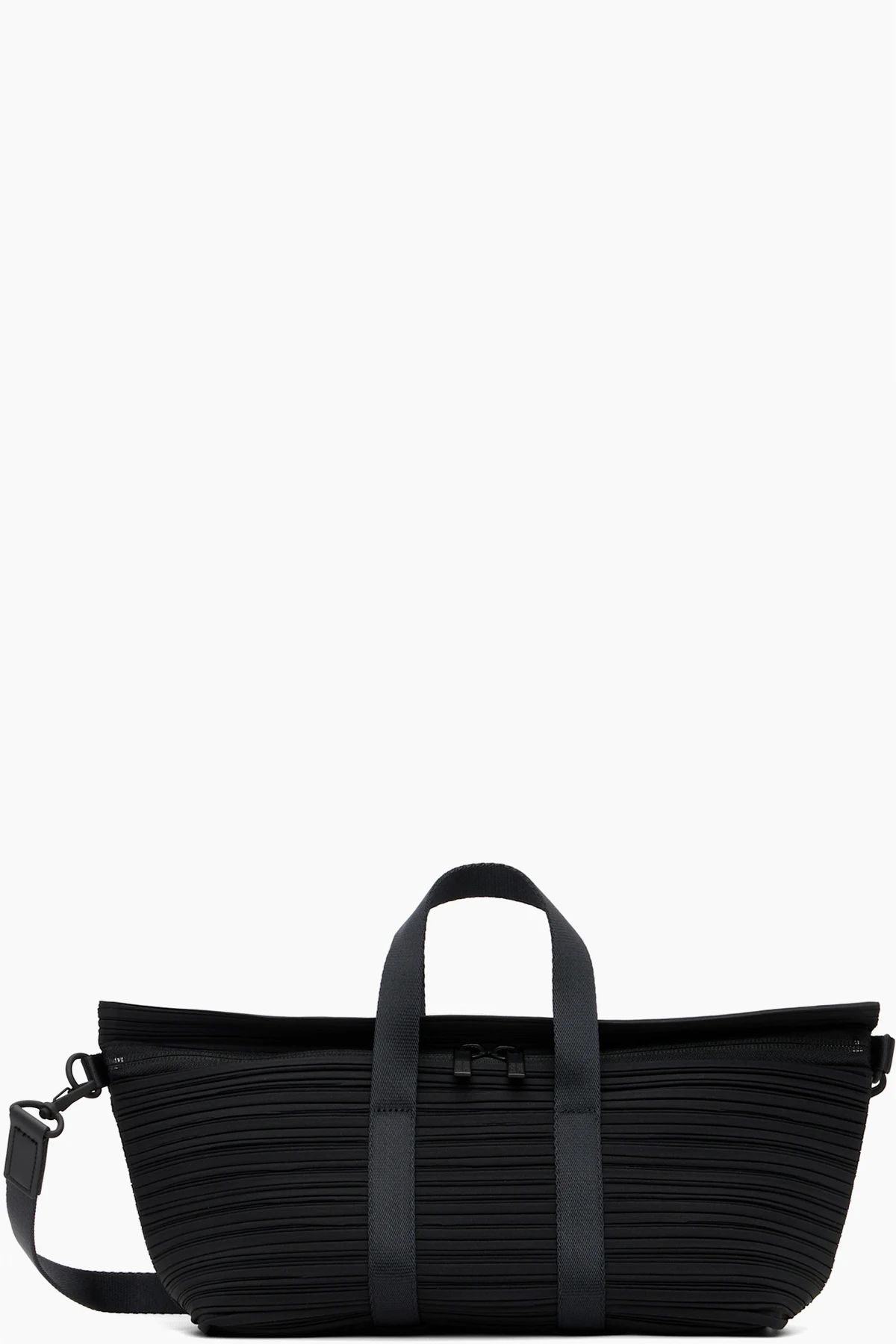 Black Pleats Boston Bag