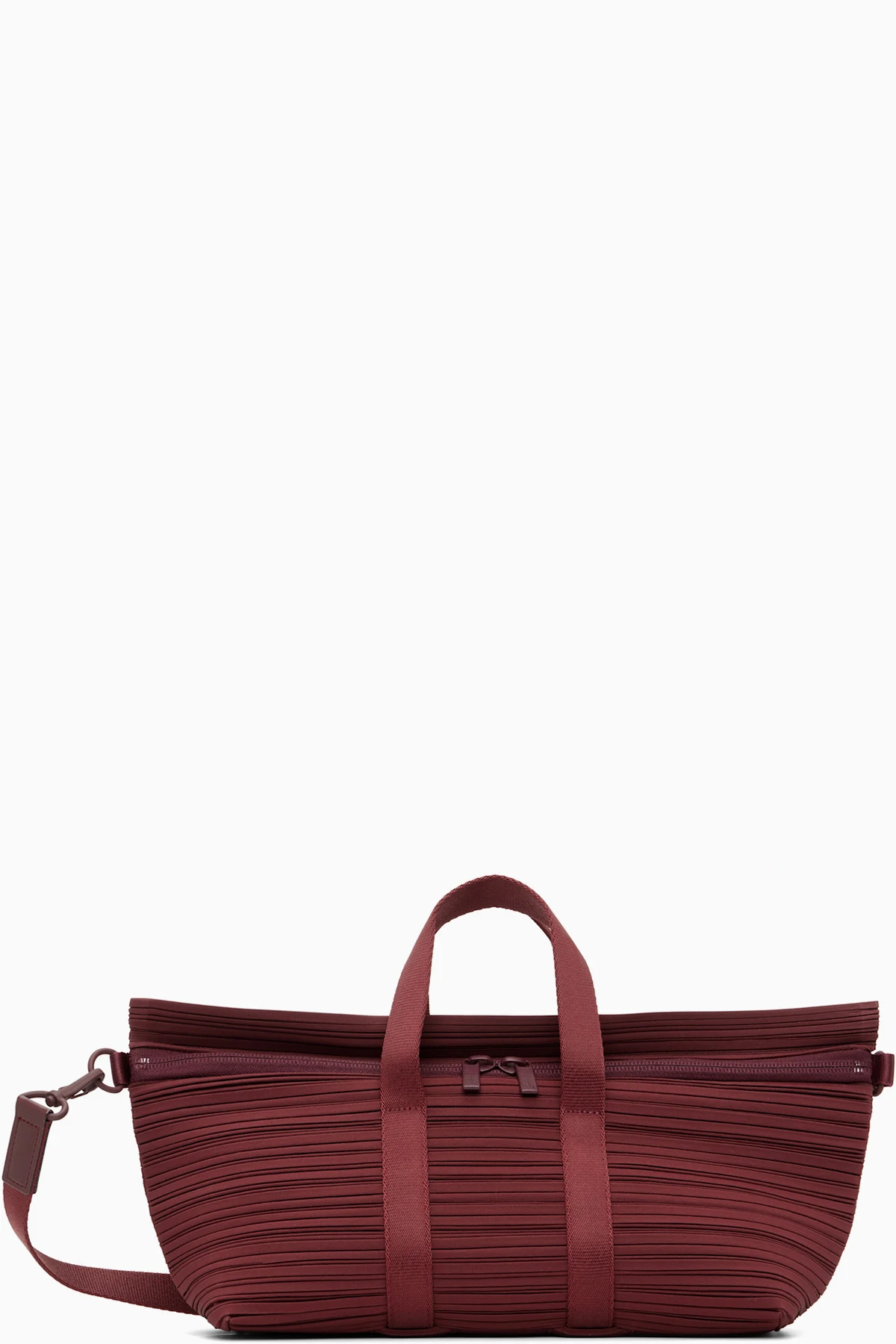 Burgundy Pleats Boston Bag