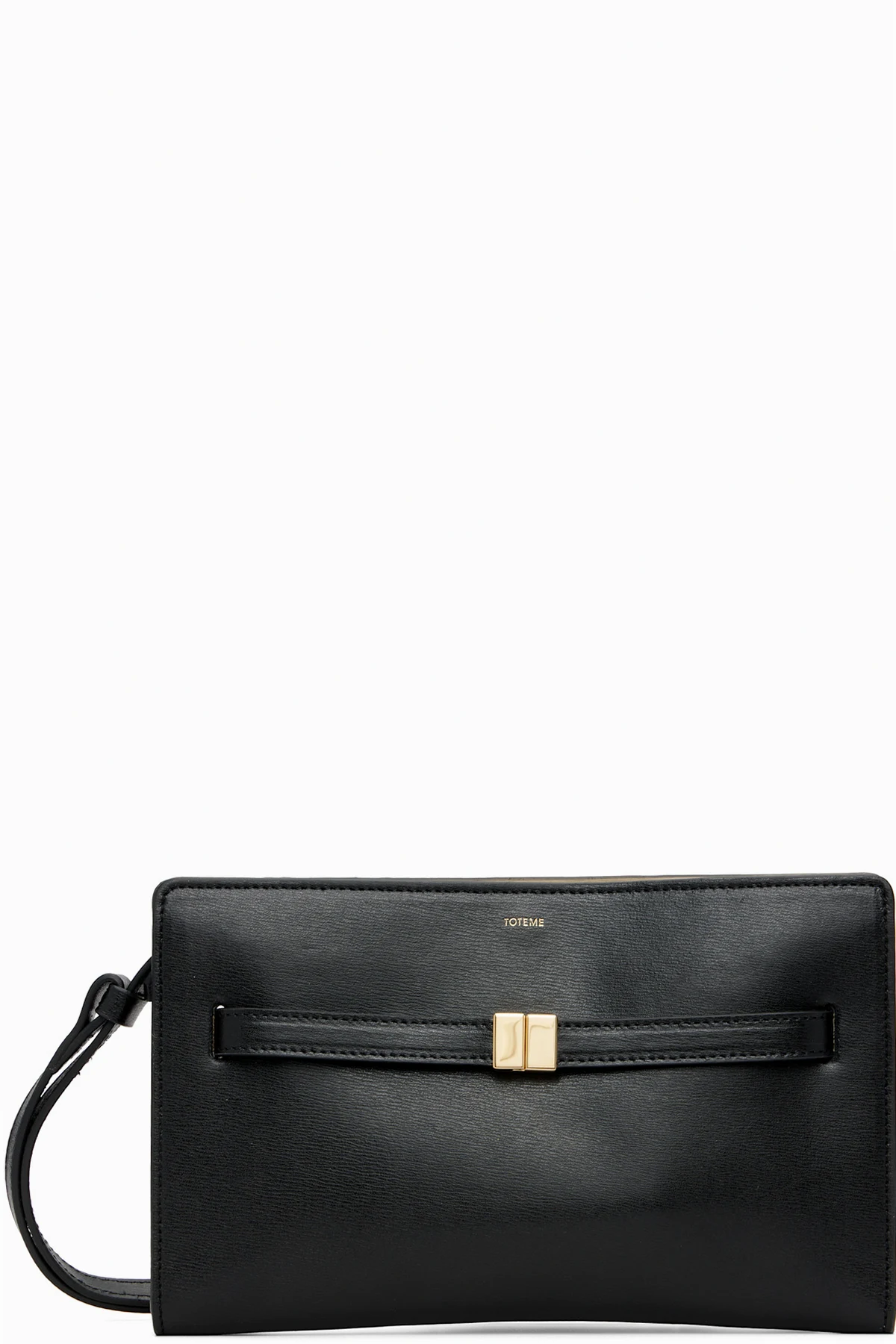 Black Belted Leather Crossbody Bag