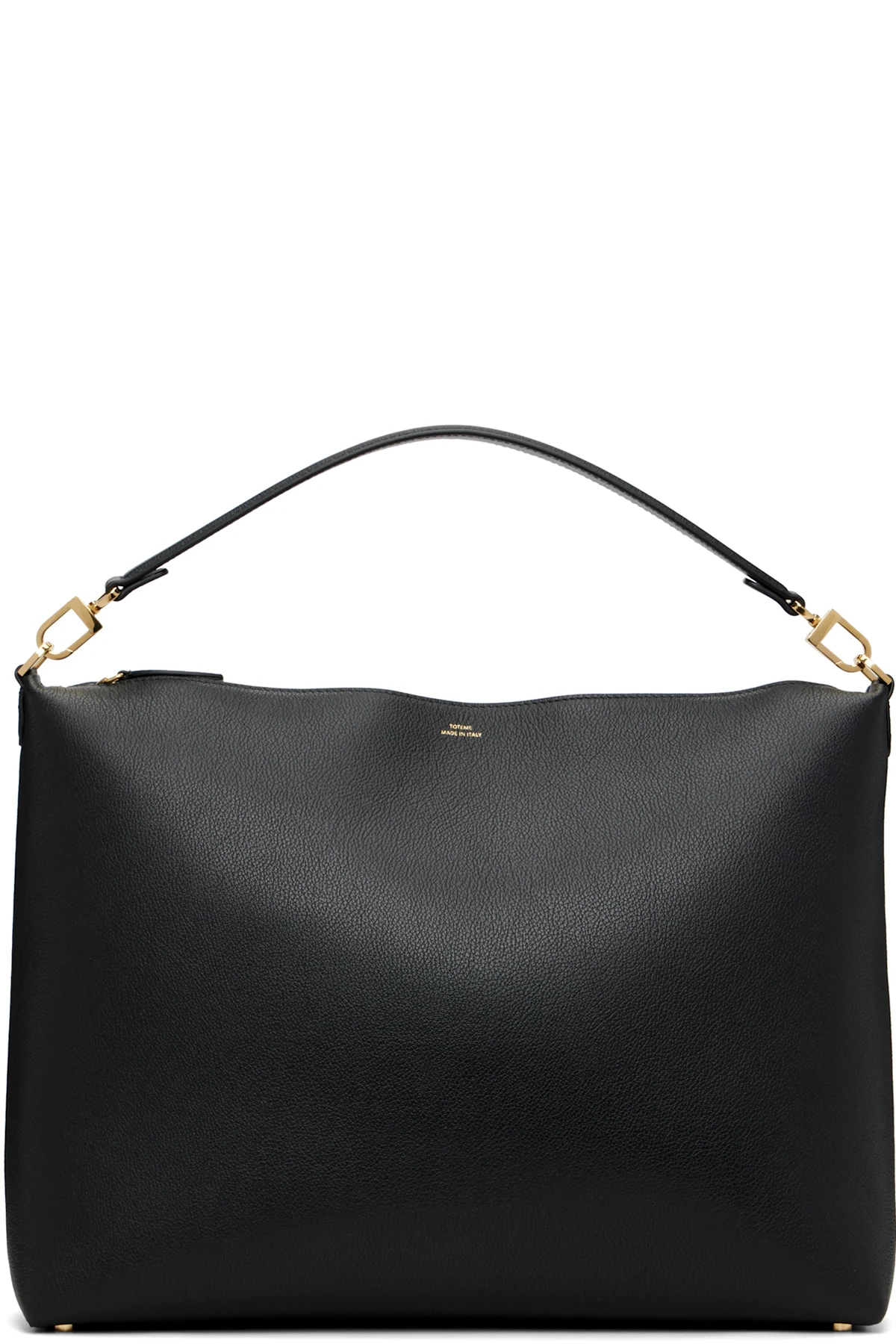 Black Medium Bevel Grained-Leather Bag