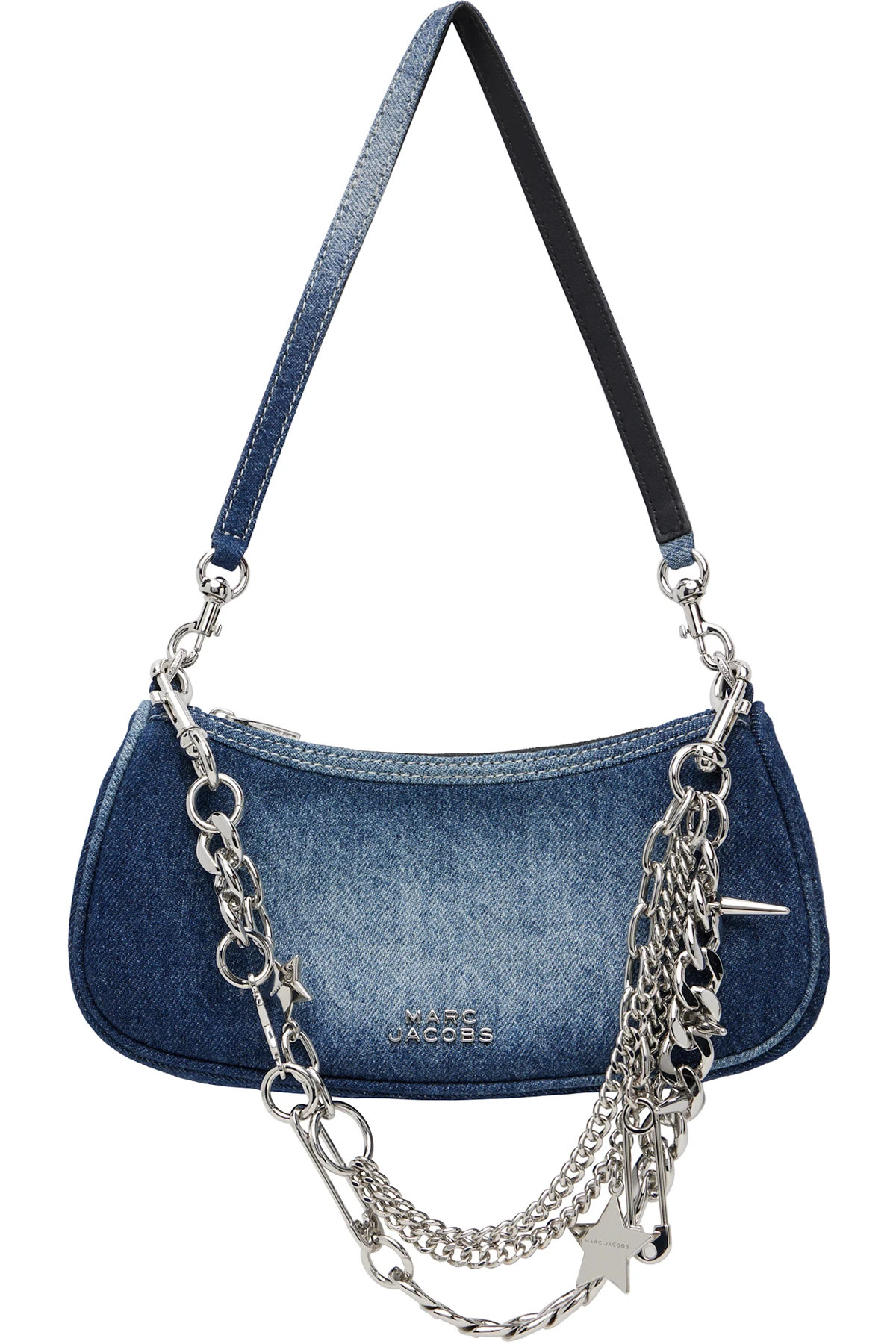 Blue 'The Faded Denim Charm Shoulder' Bag