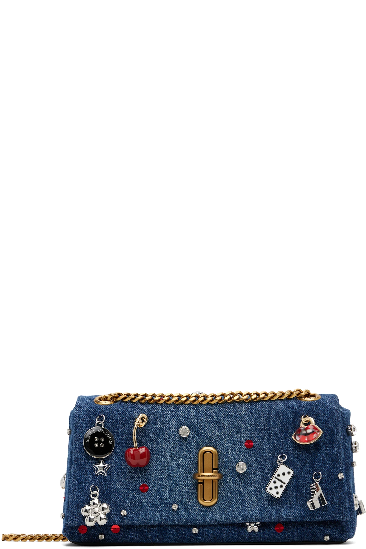 Blue 'The Trinket Charm Denim Dual Chain Mini' Bag
