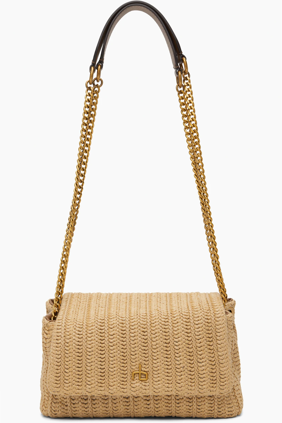 Beige Chelsea Small Straw Flap Bag