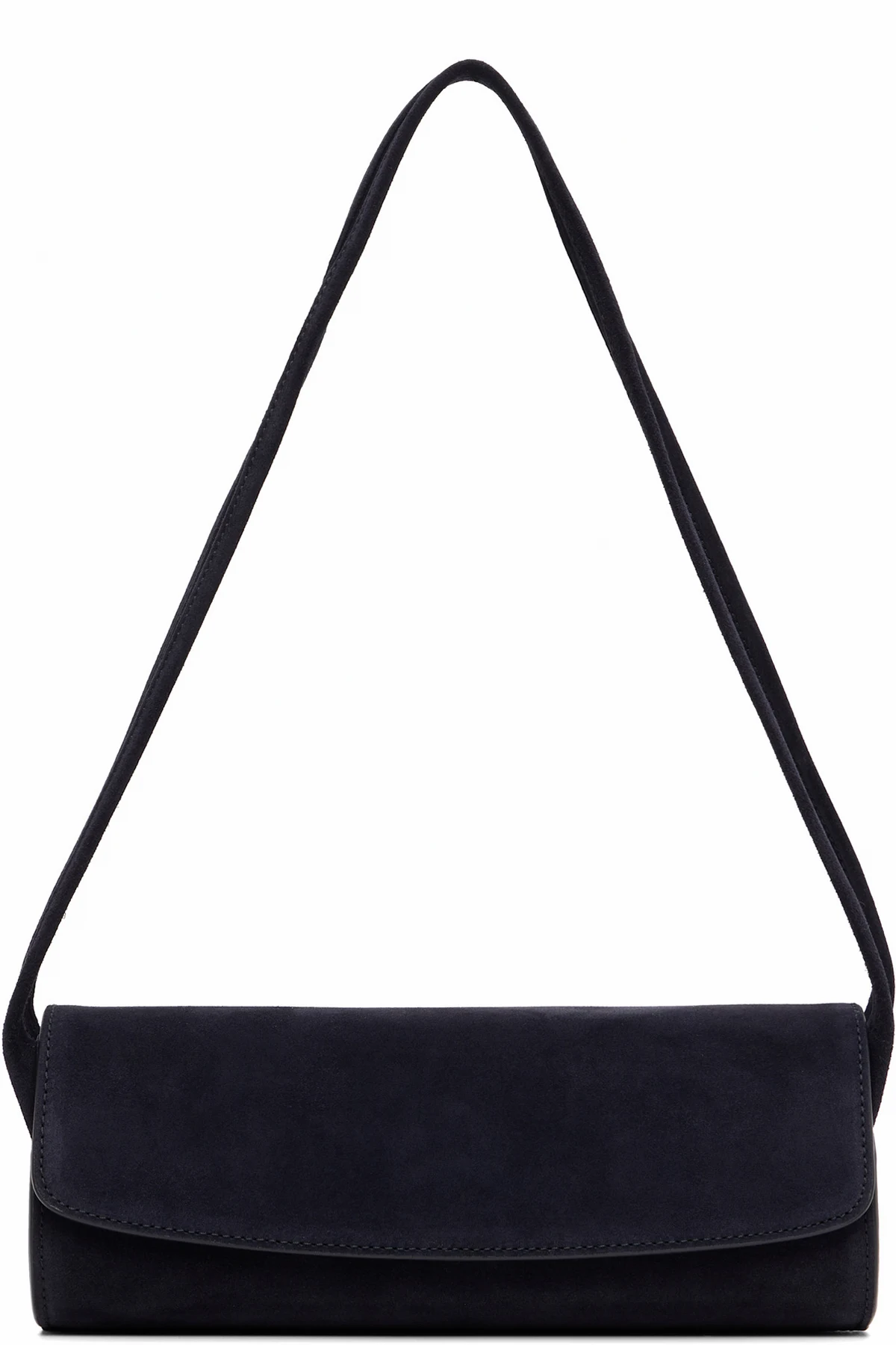 Navy Suede Cylinder Bag