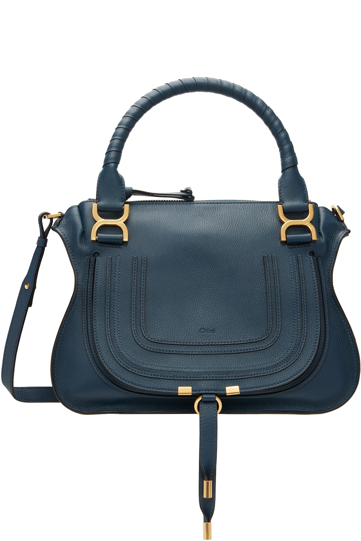 Navy Grained Leather Marcie Bag