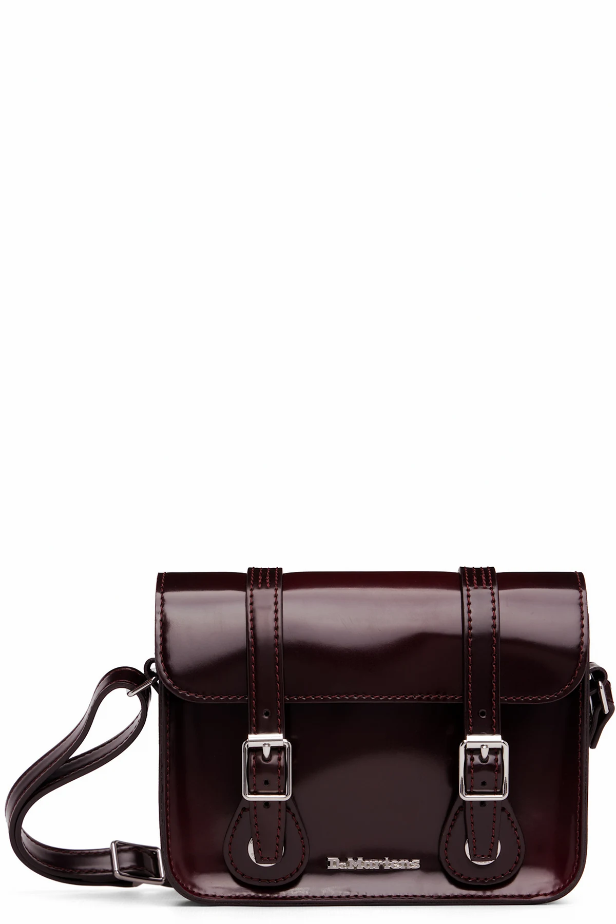 Burgundy 7 Inch Faux-Leather Crossbody Bag
