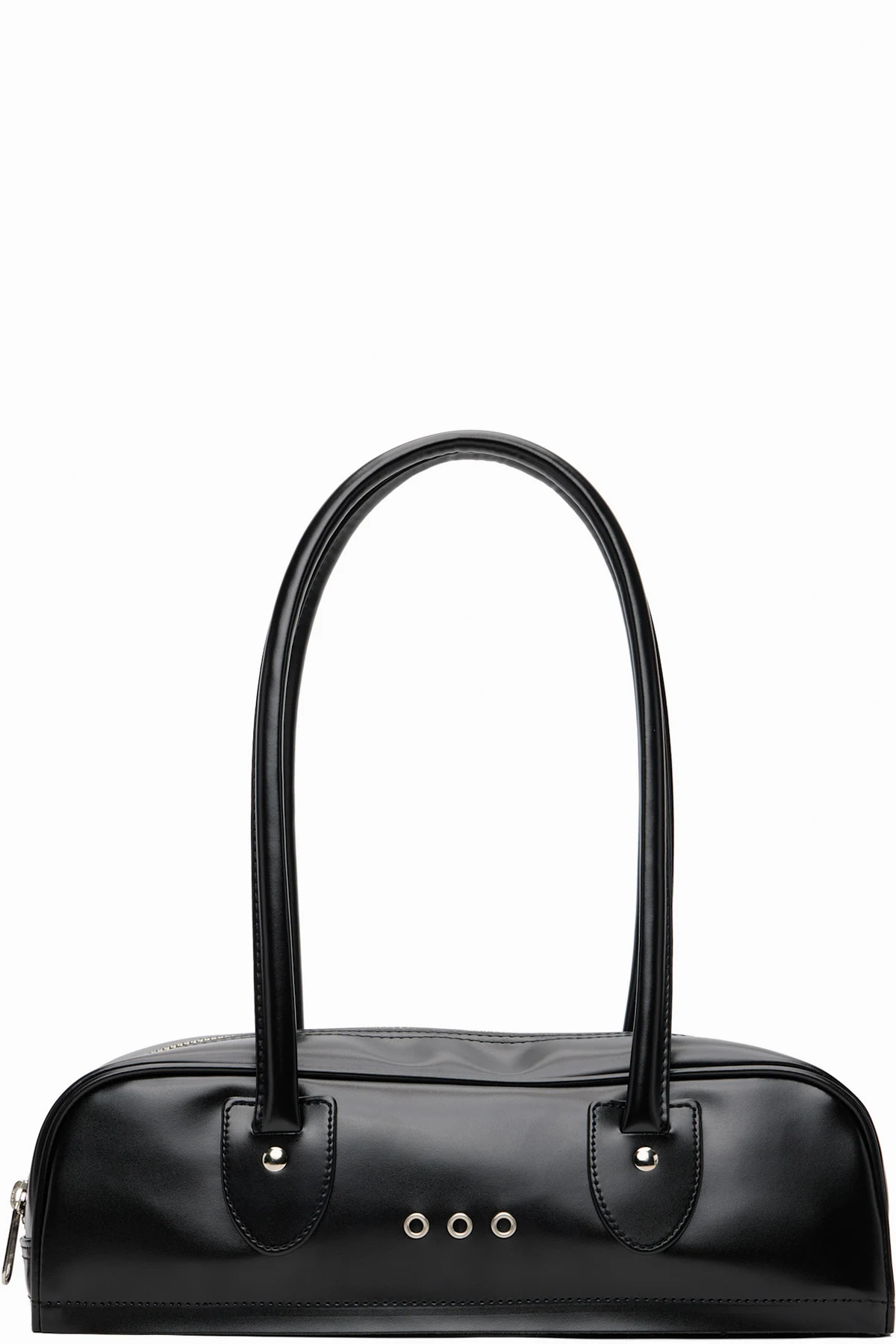 Black Synthetic Leather Shoulder Bag