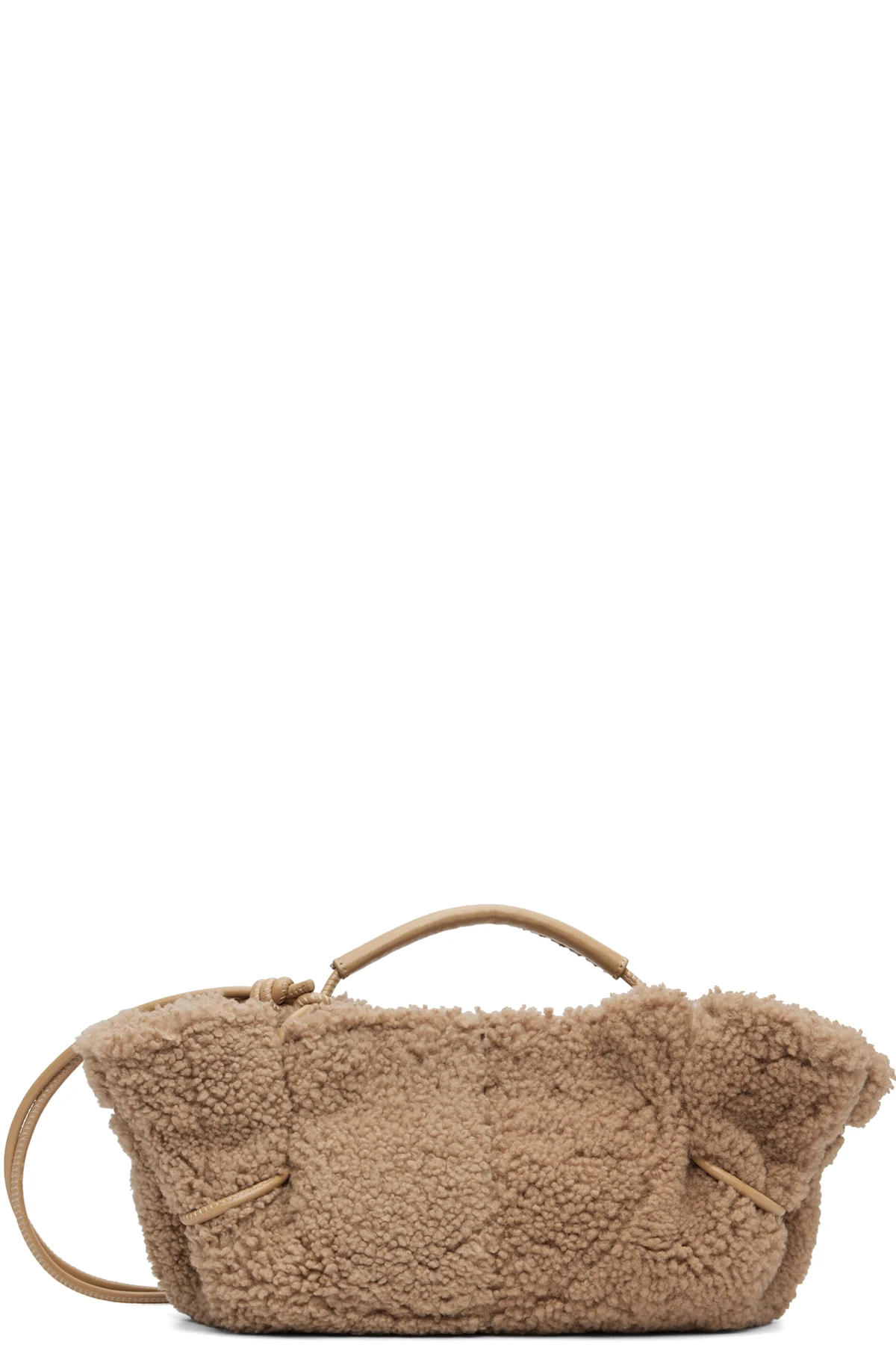 Beige Arta Mini Curly Shearling Bag