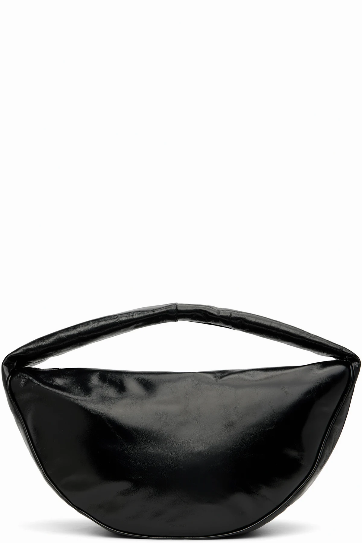 Black Maxi Cush Creased Leather Shoulder Bag