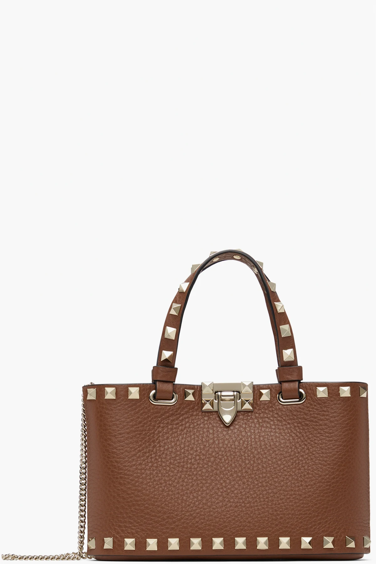 Tan Rockstud Mini Shopping Bag