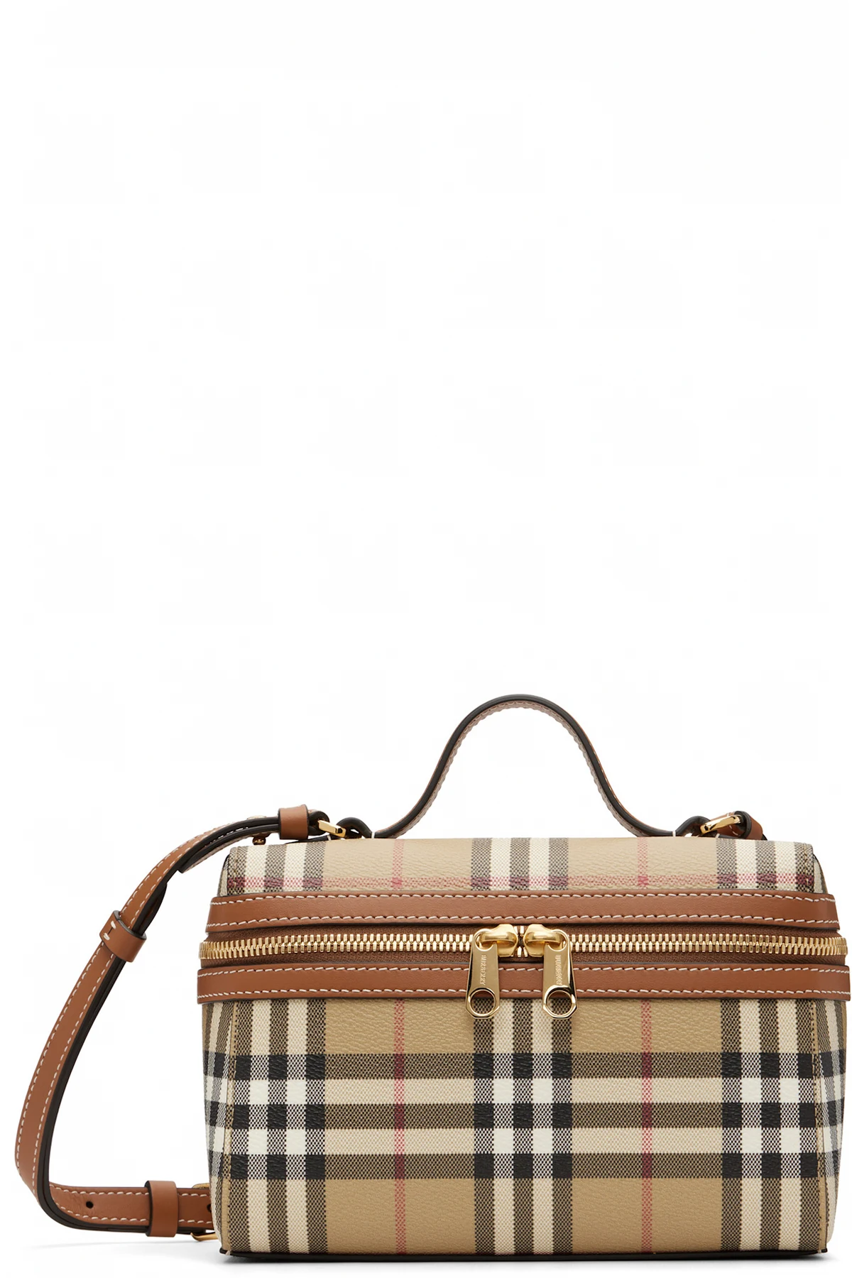 Beige Check Vanity Bag