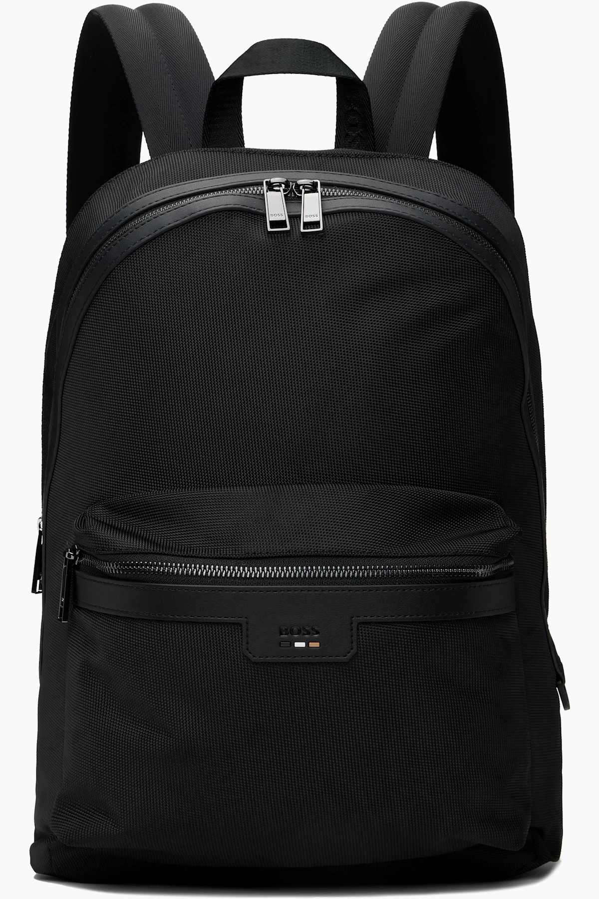Black Embossed-Logo Backpack