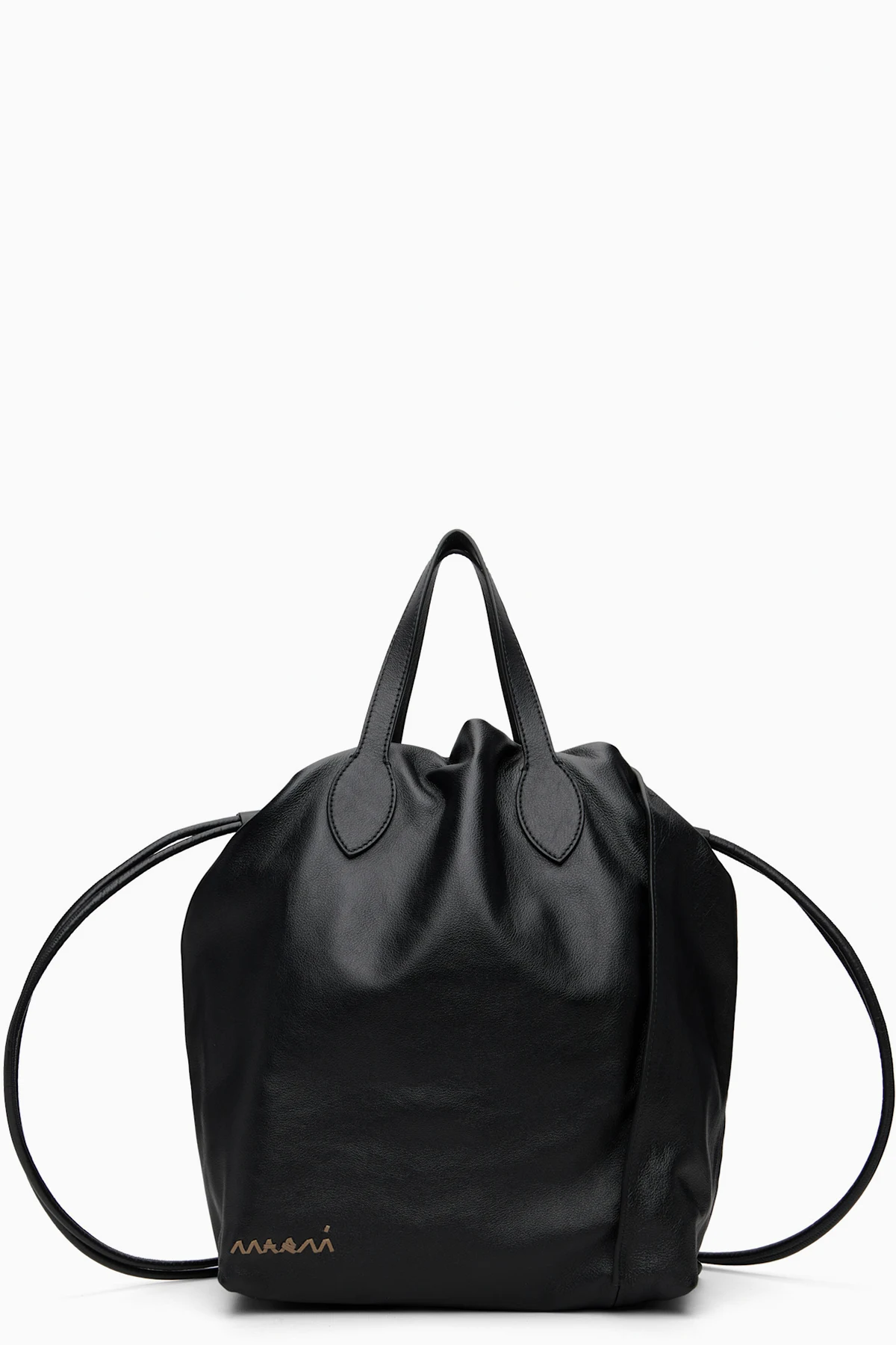 Black Leather Scrunchie Backpack
