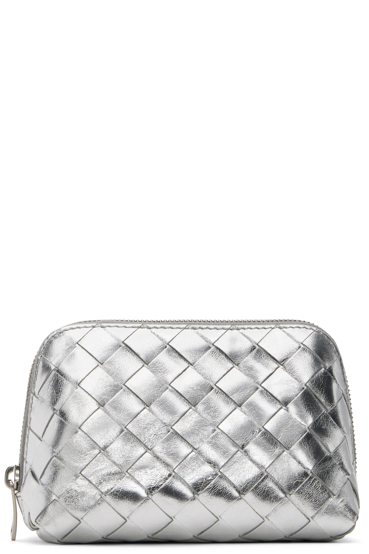 Silver Intrecciato Small Half-Moon Beauty Pouch