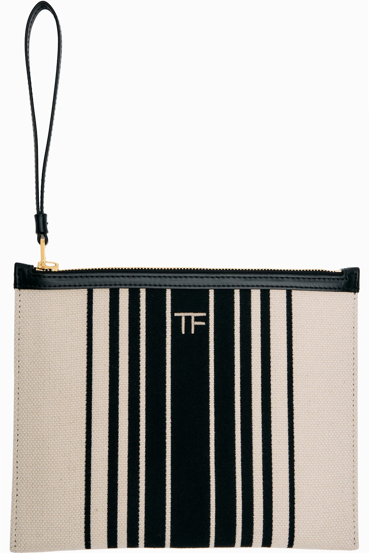 Beige & Black Wristlet Pouch