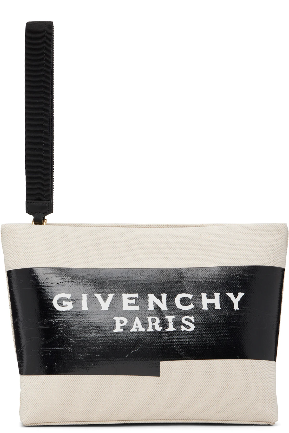 Black & Beige 'Givenchy Tape' Pouch
