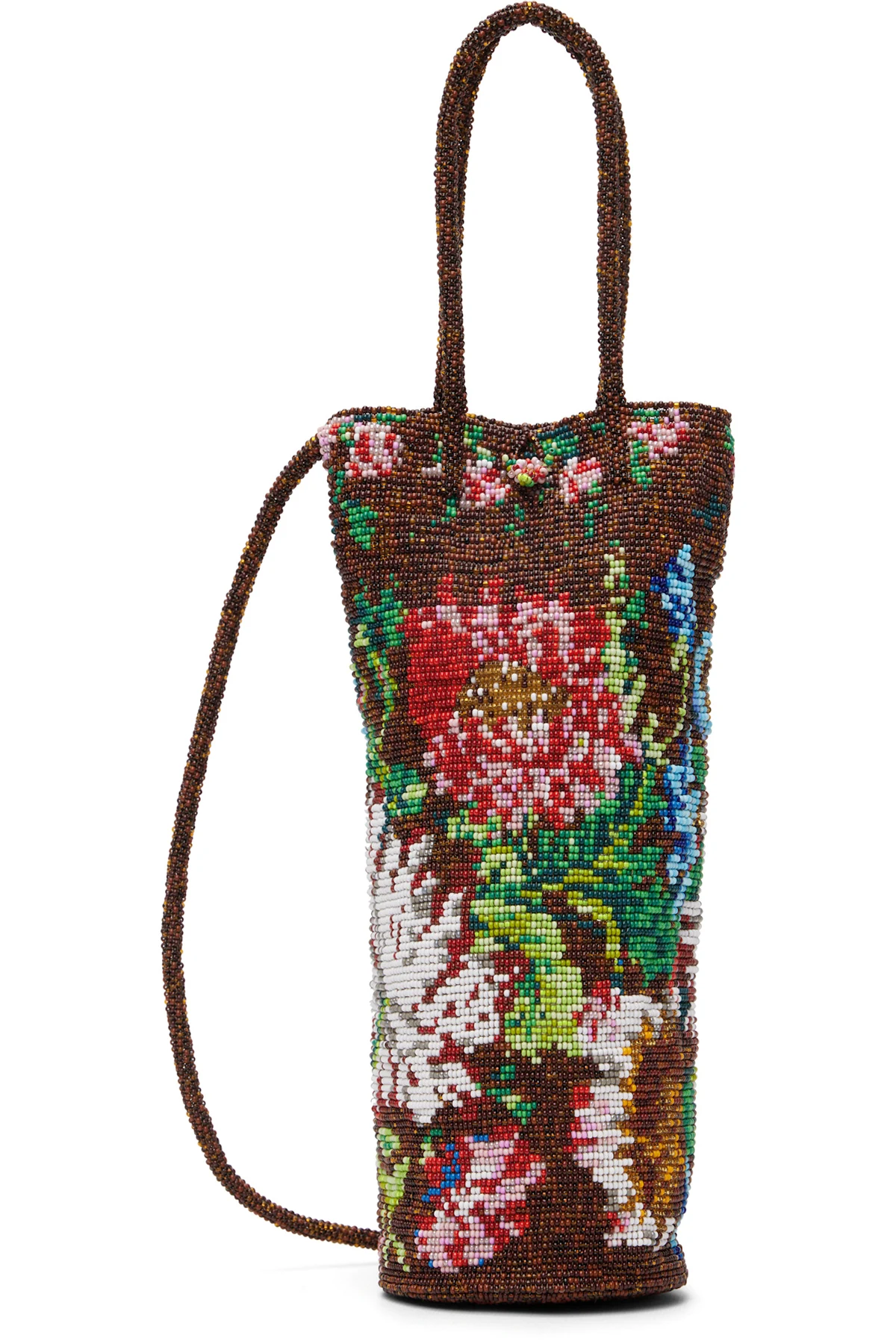 Brown Handmade Beaded Peonia Bag