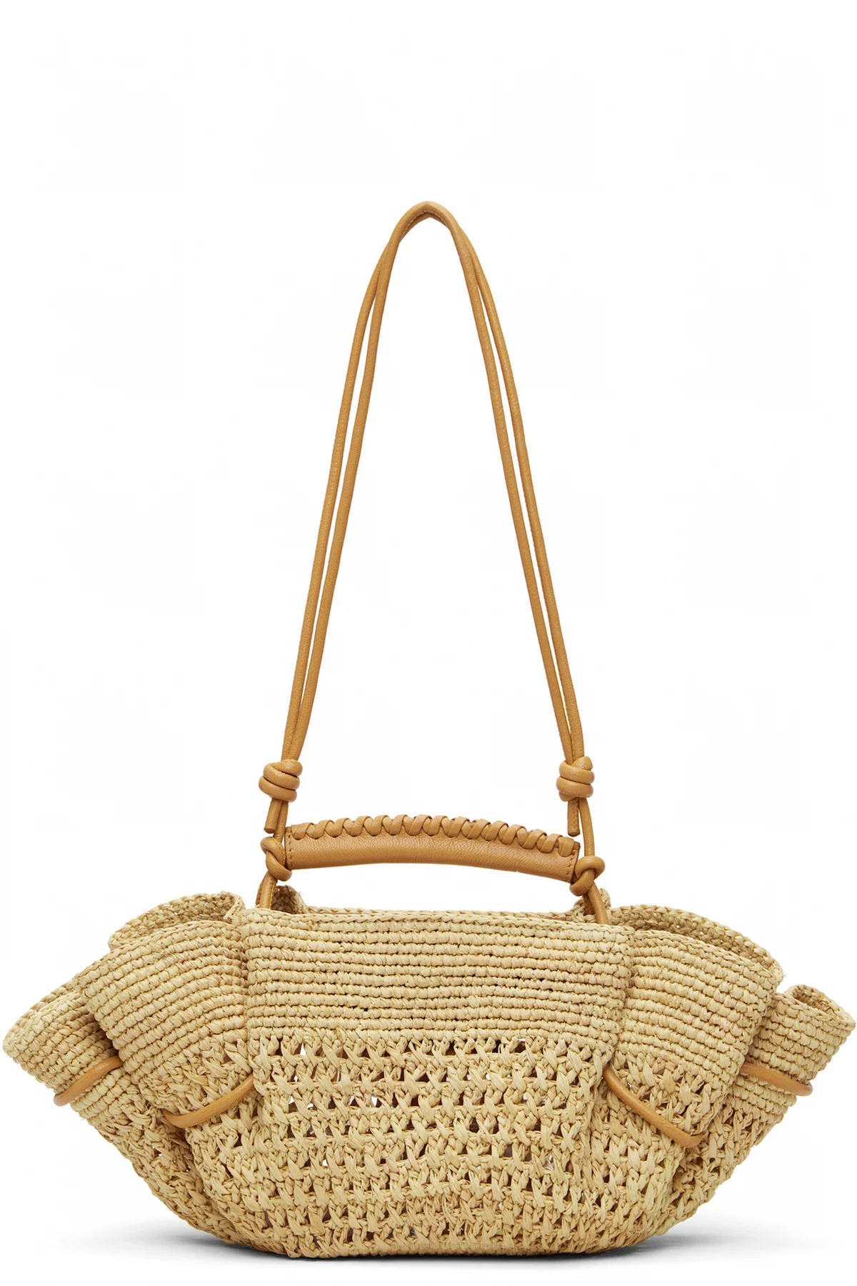 Beige & Tan Arta Mini Raffia Bag