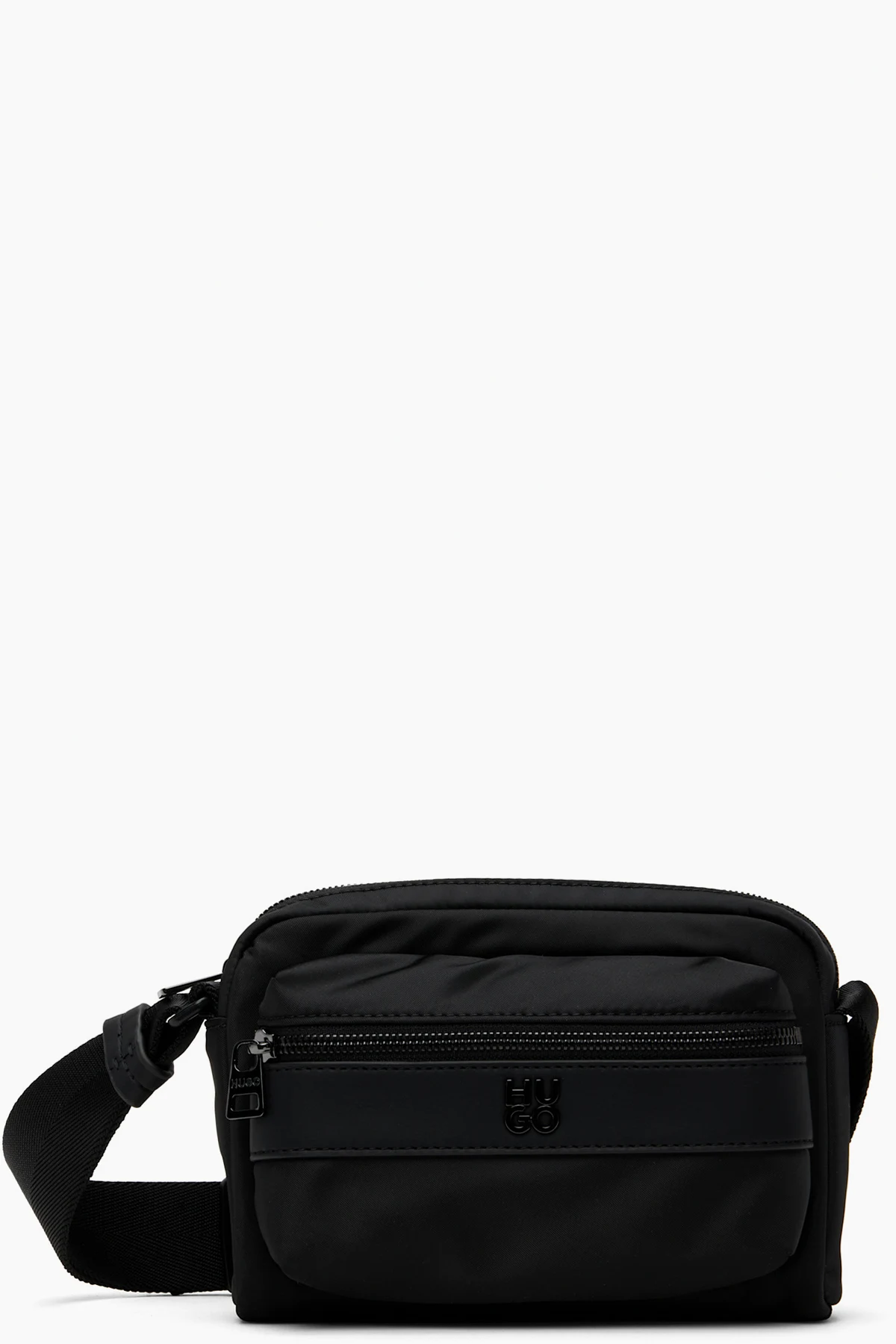 Black Stacked-Logo Twill Crossbody Bag