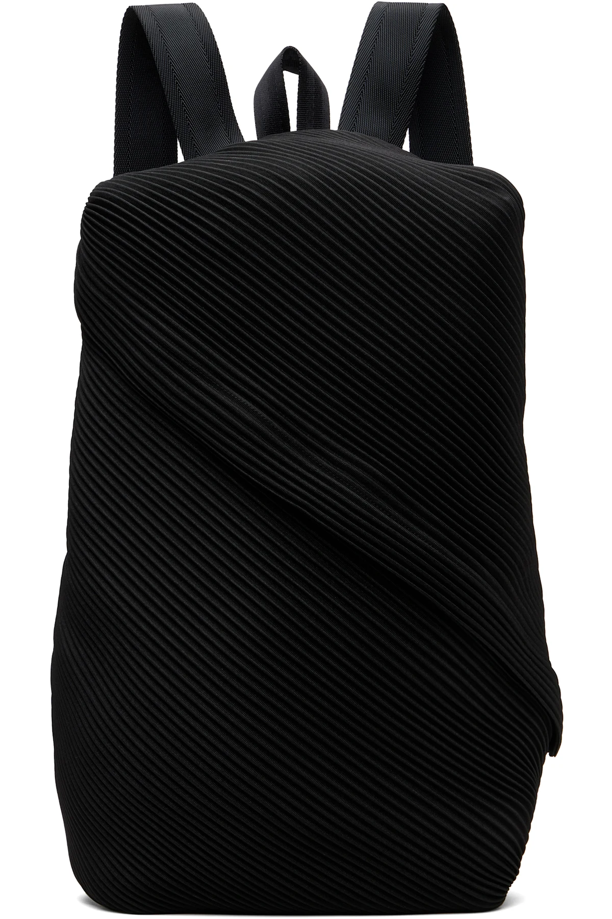 Black Bias Pleats Backpack