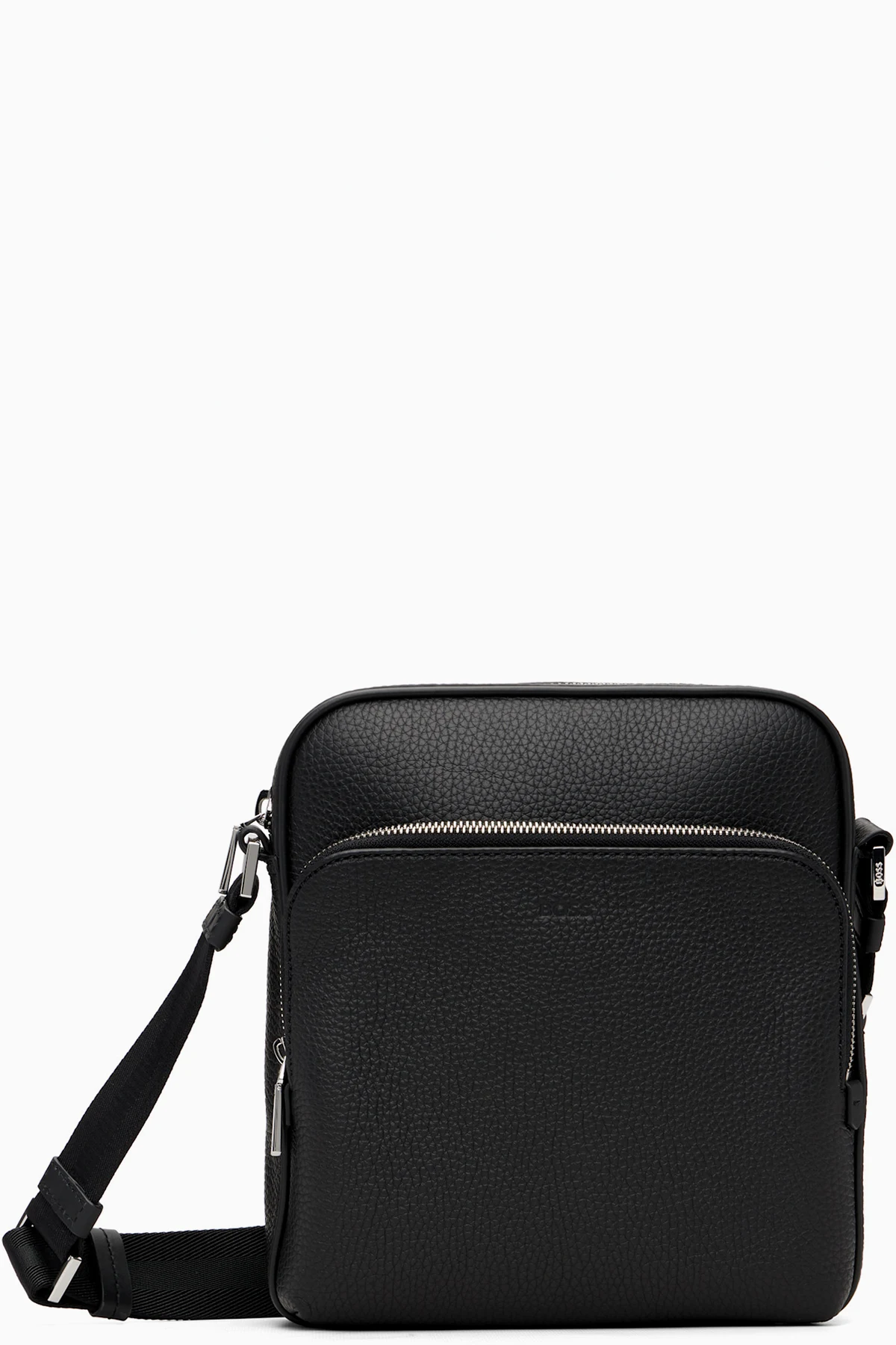 Black Embossed-Logo Reporter Bag