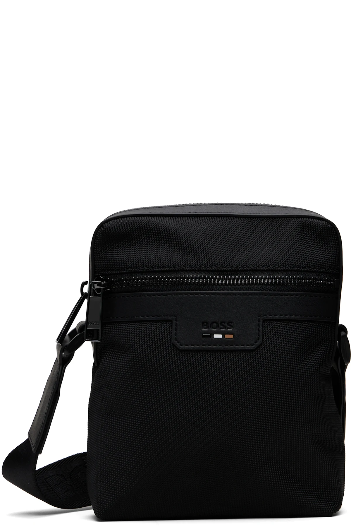 Black Signature Trim Structured Reporter Bag