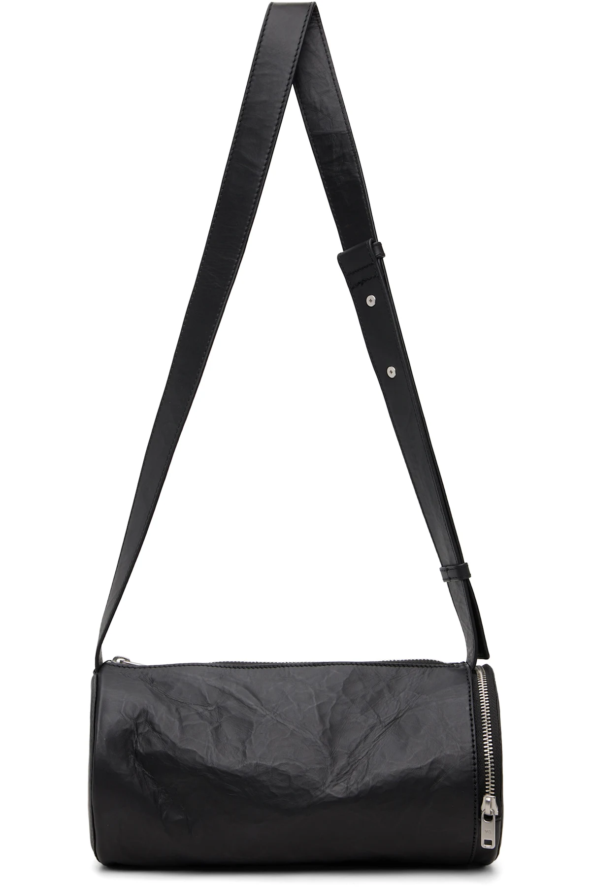 Black 'Y-3' Leather Barrel Bag