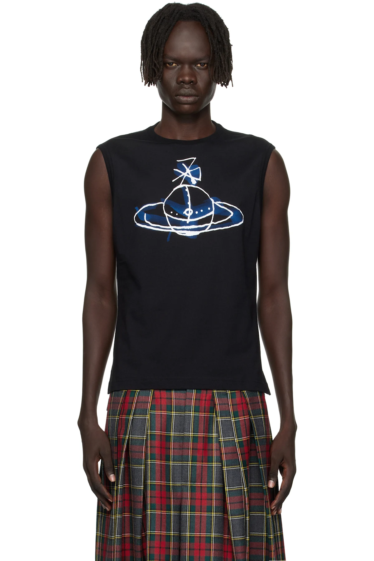 Black Drawn Orb Muscle Tank Top