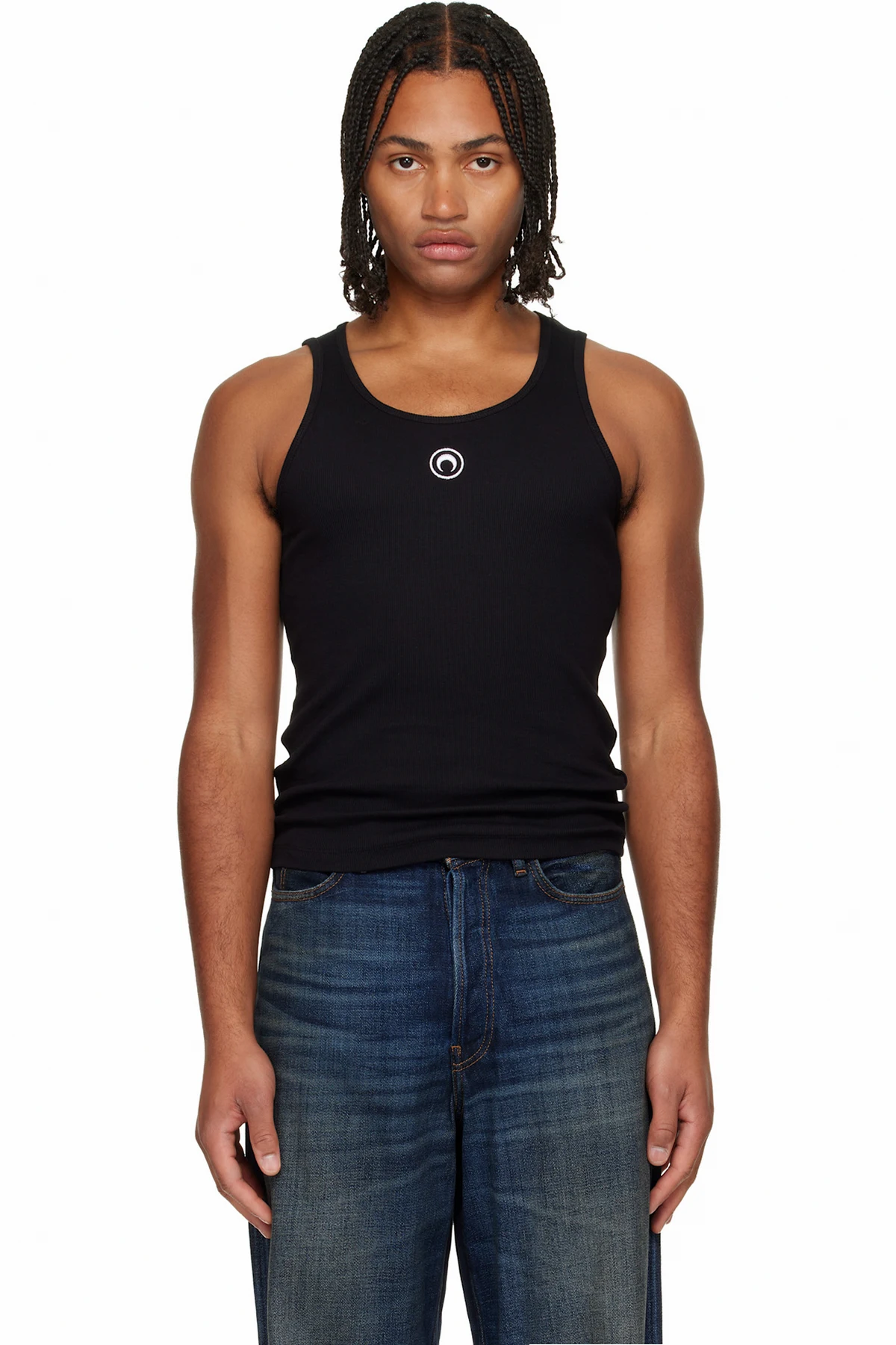 Black Moon Logo Ribbed Jersey Tank Top