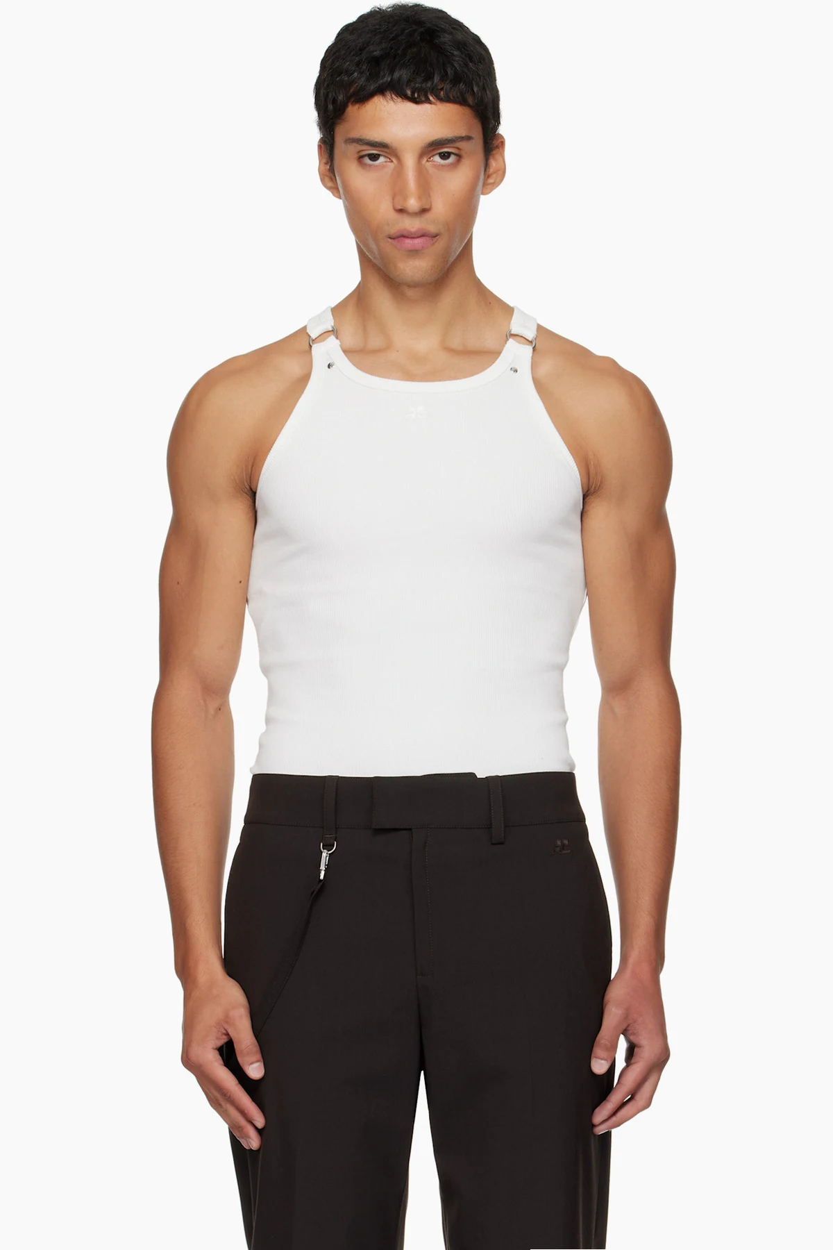 White Buckle 90's Rib Tank Top