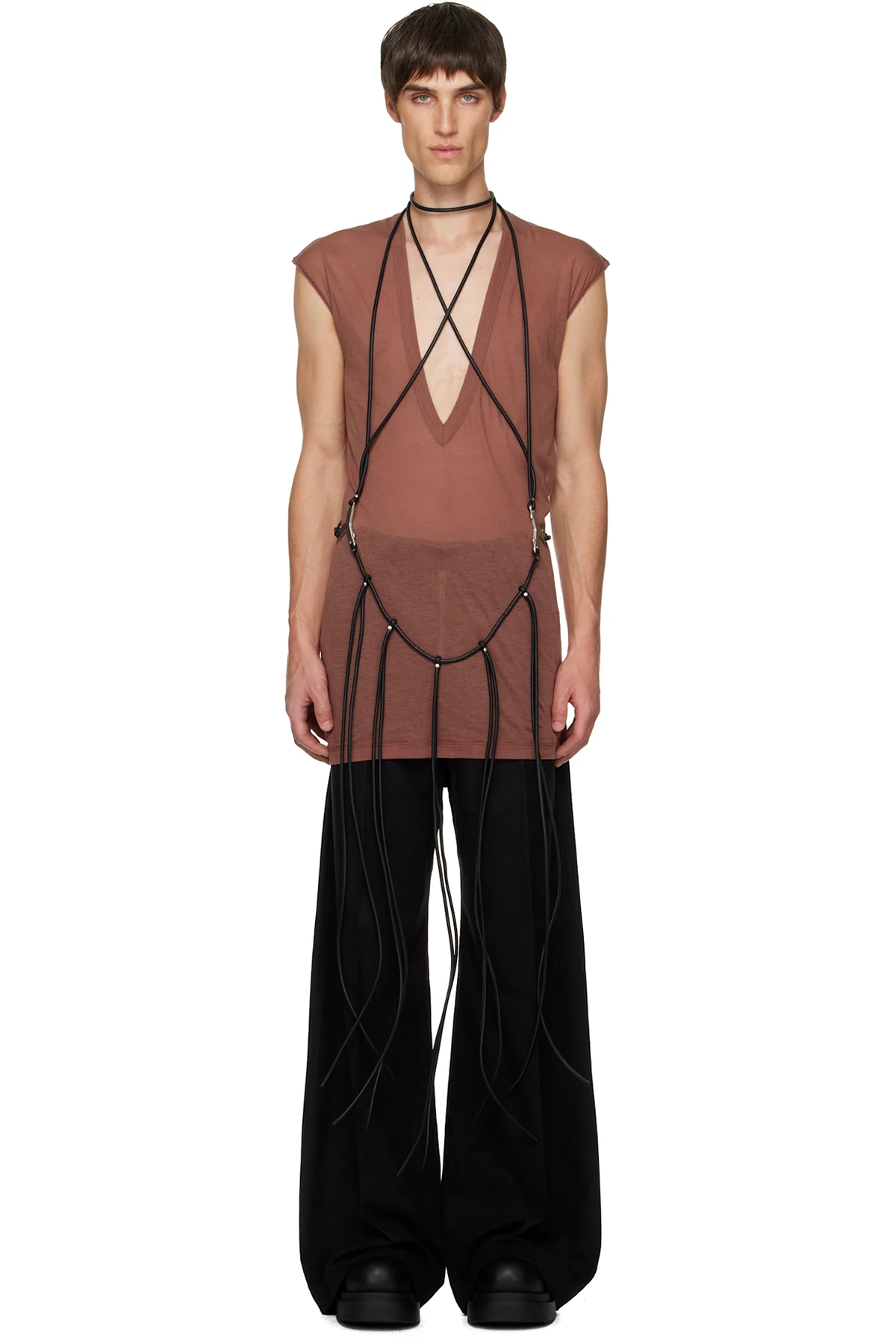 Black Concordians Cord Fringed Tank Top