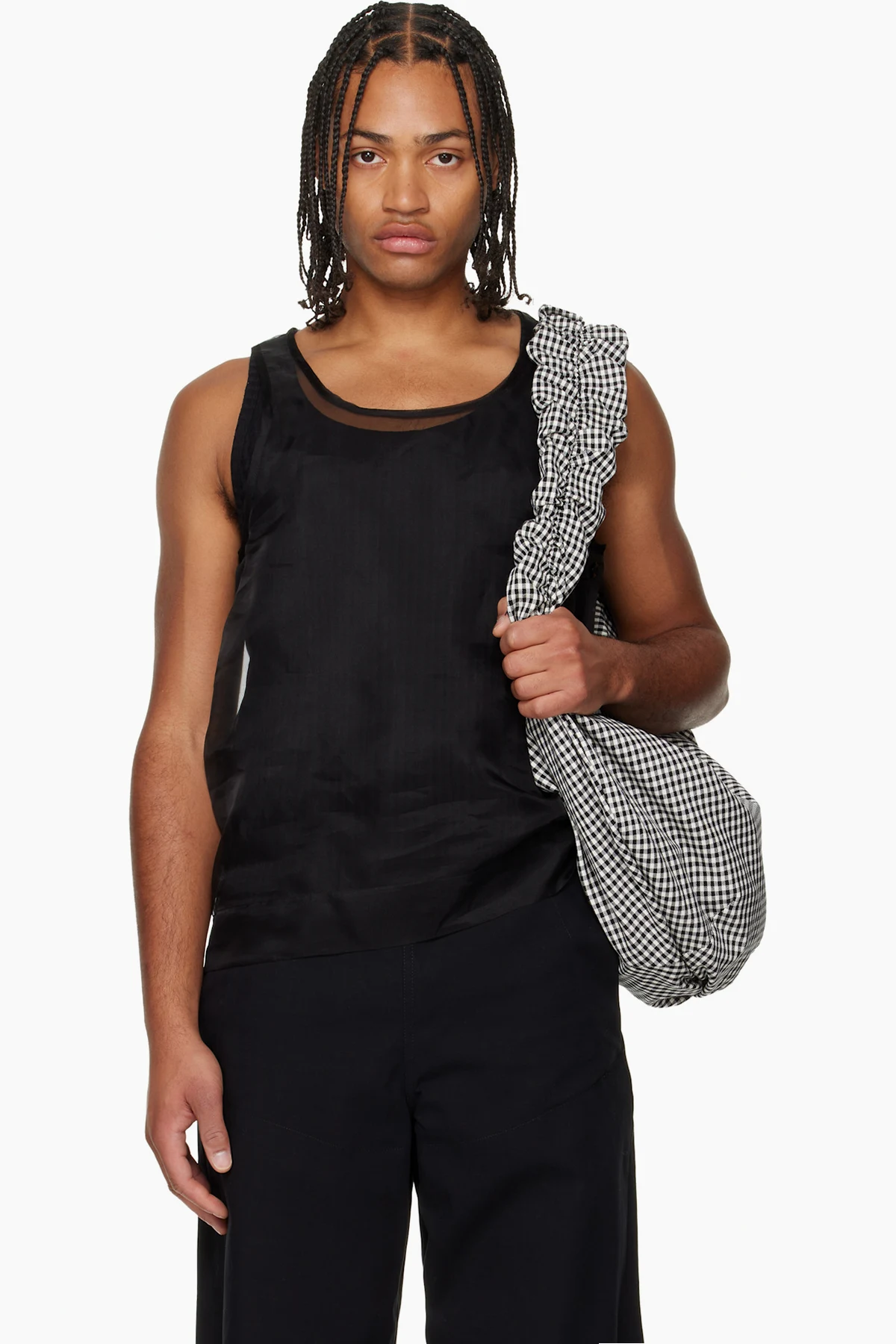 Black Organza Layered Double Vest
