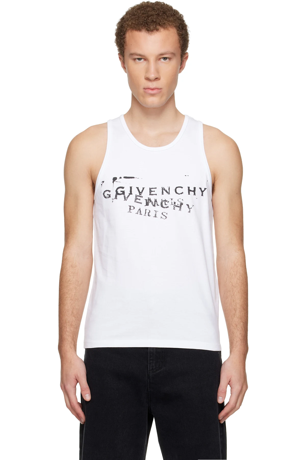 White 'GIVENCHY' Stamp Print Tank Top