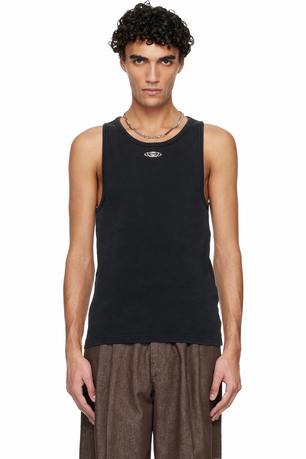 Black Faded Ribbed Tank Top