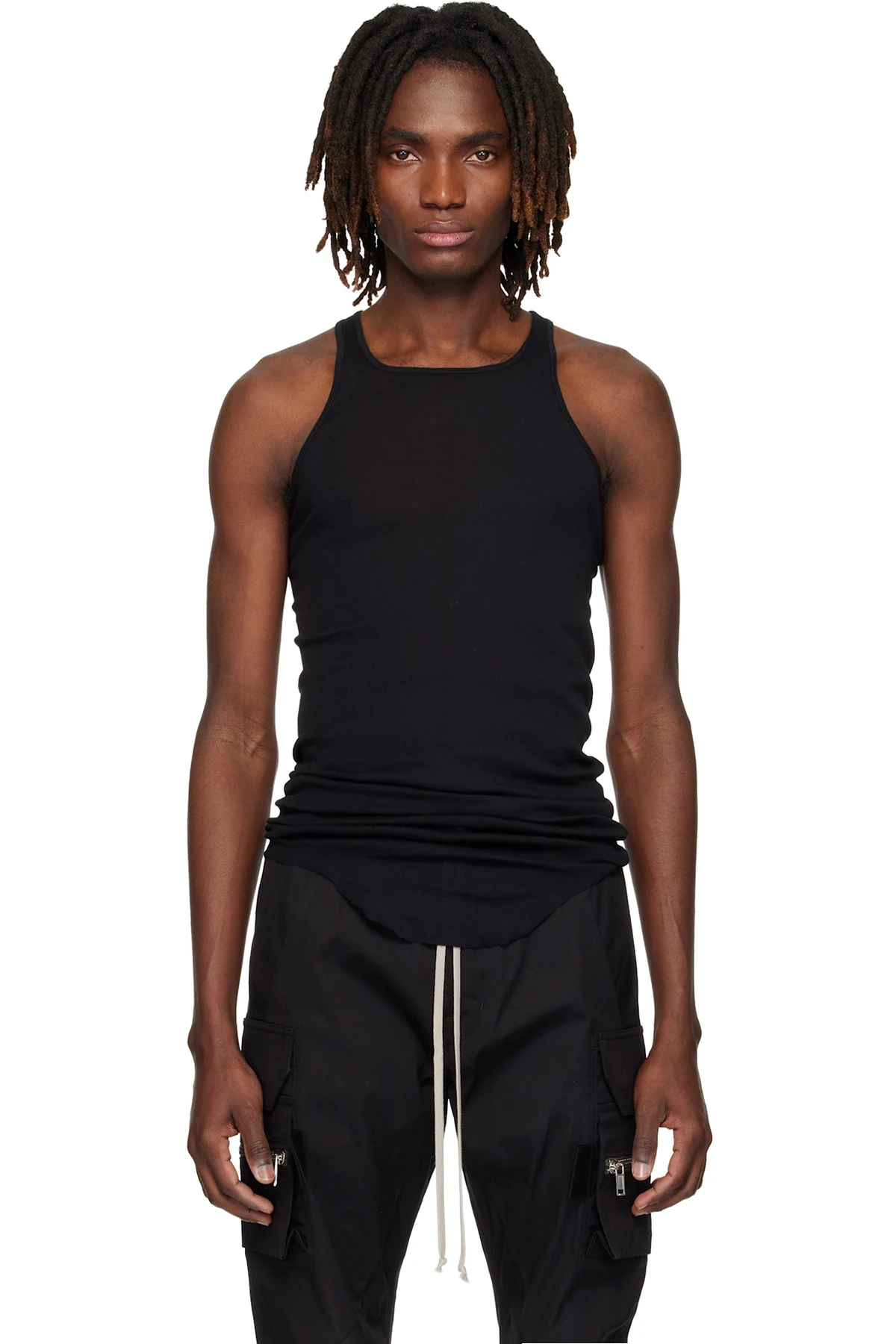Black Temple Basic Rib Tank Top