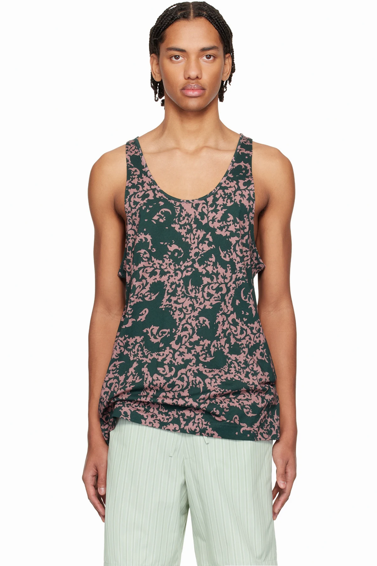Green & Pink Floral Tank Top