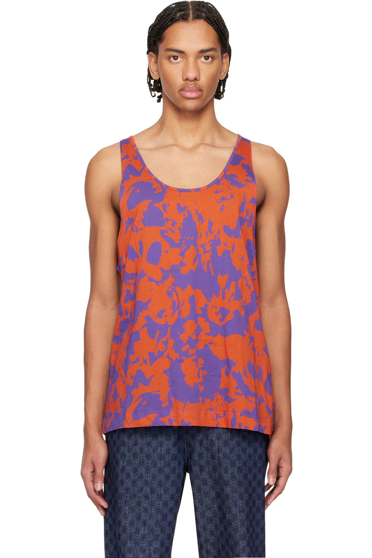 Orange & Purple Scoop Neck Tank Top