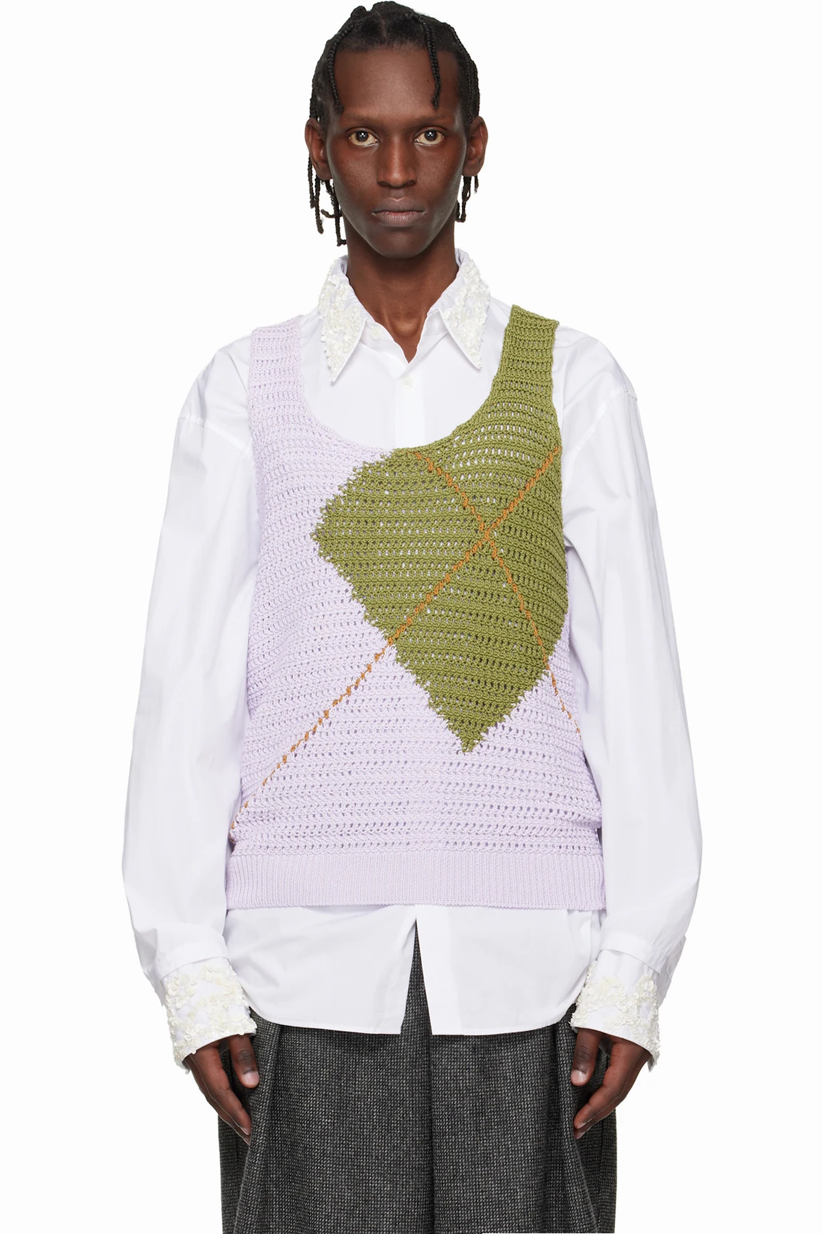 Purple & Khaki Argyle Tank Top