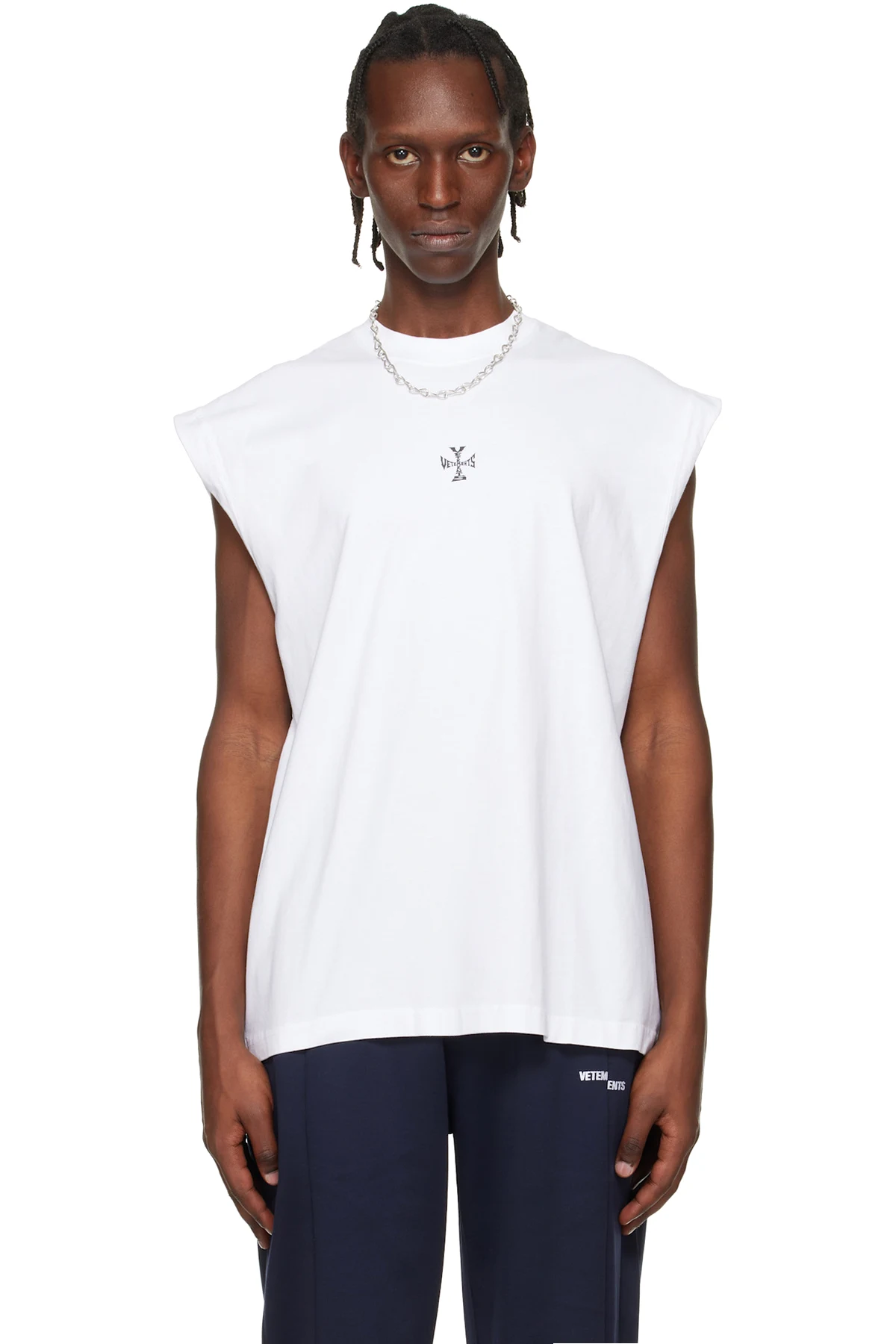 White Cross Logo Sleeveless Top