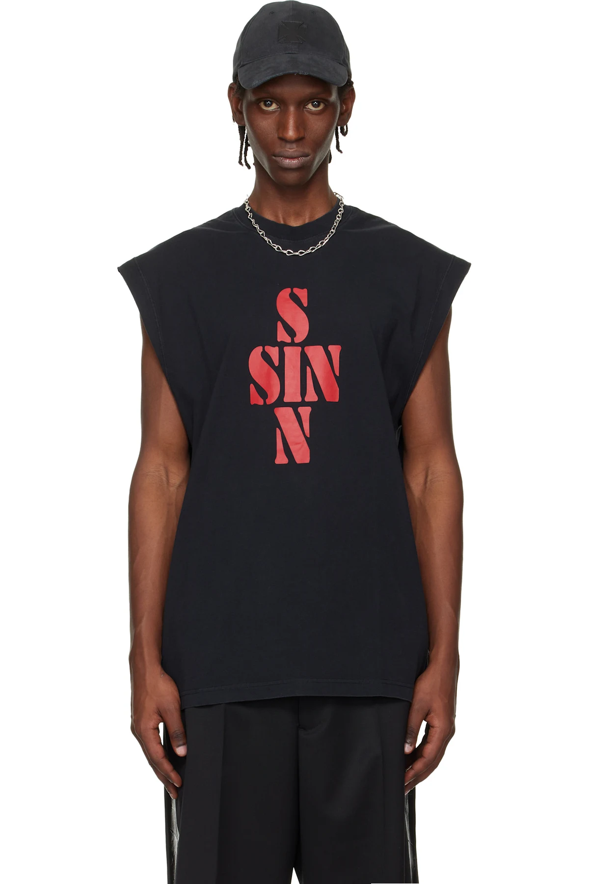 Black 'SIN' Sleeveless Top