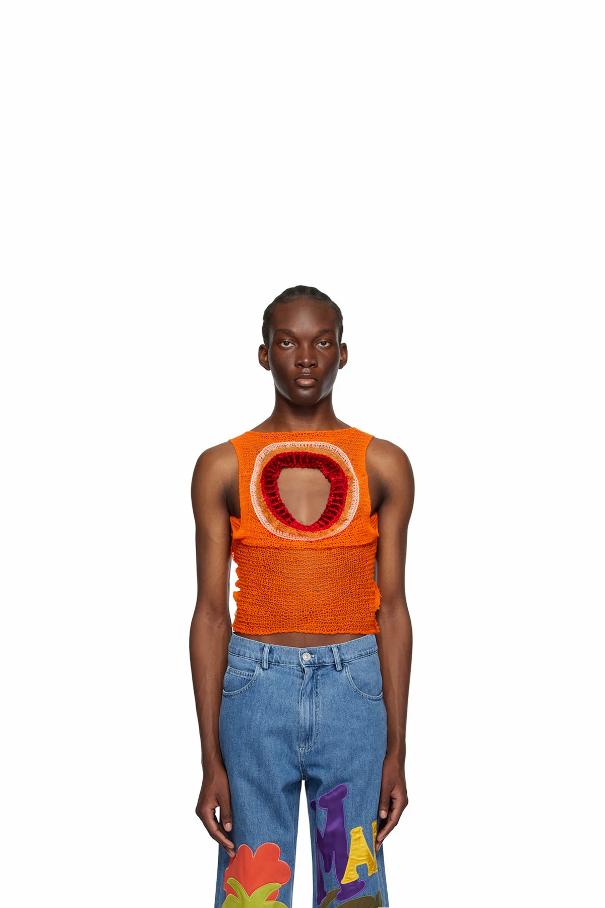 Orange Cutout Tank Top