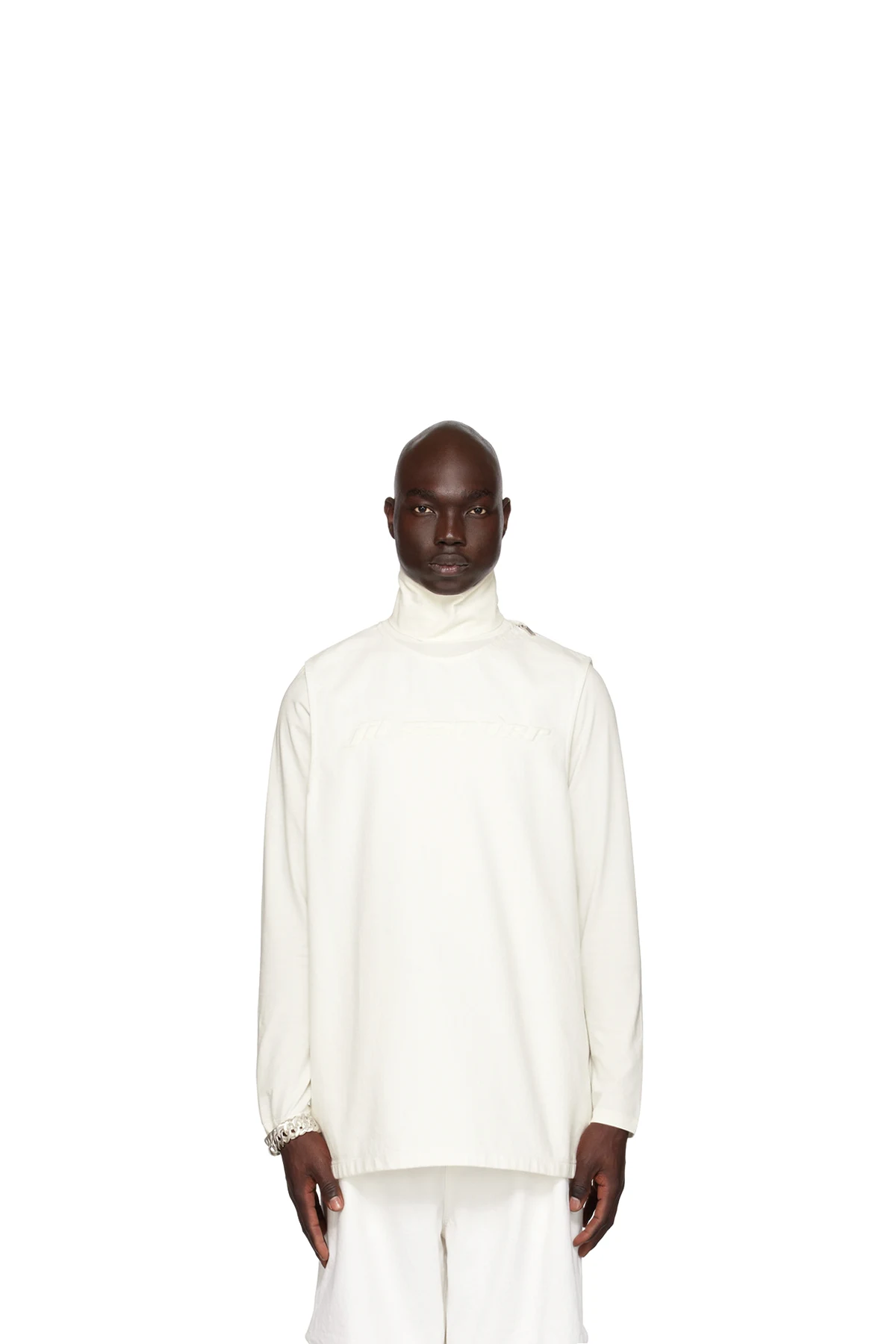 White Embossed Denim Tank Top