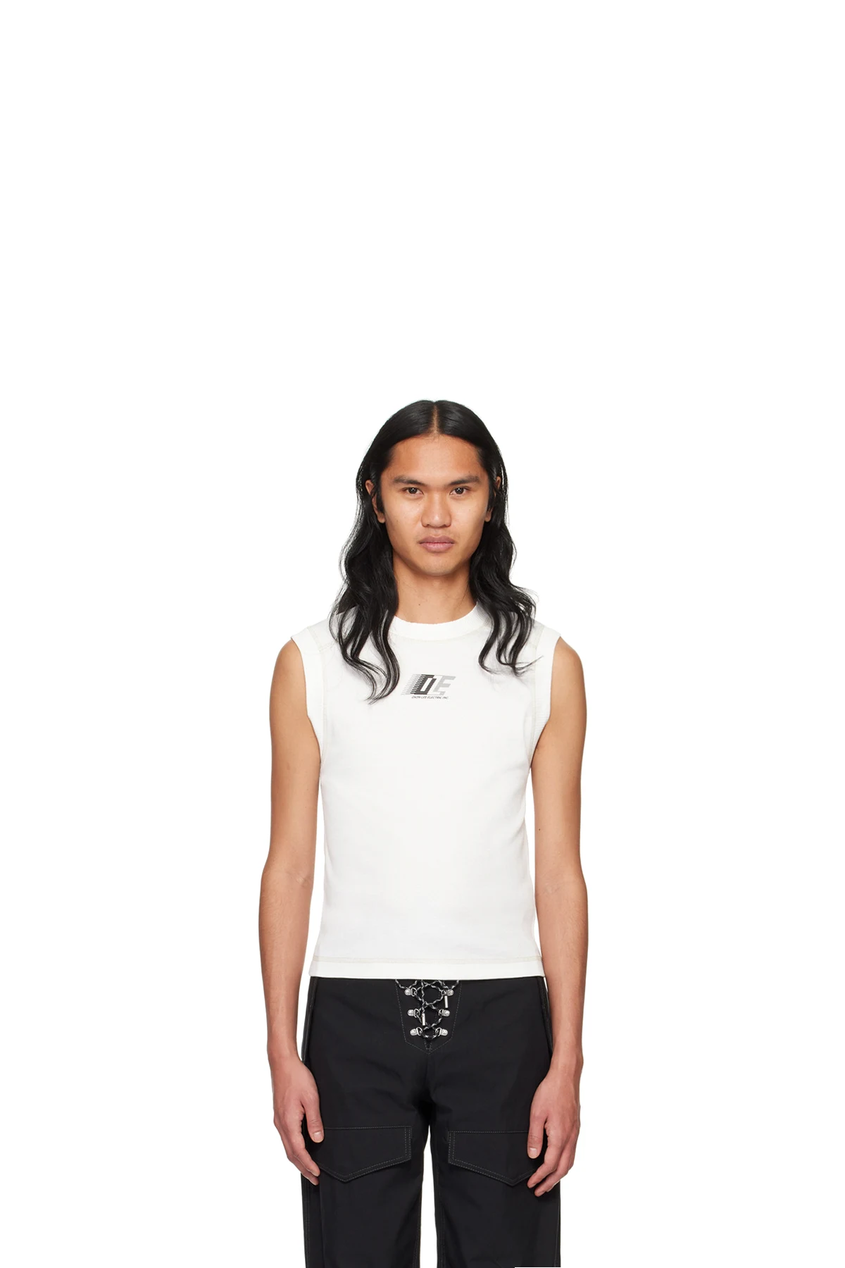 White 'DLE' Tank Top