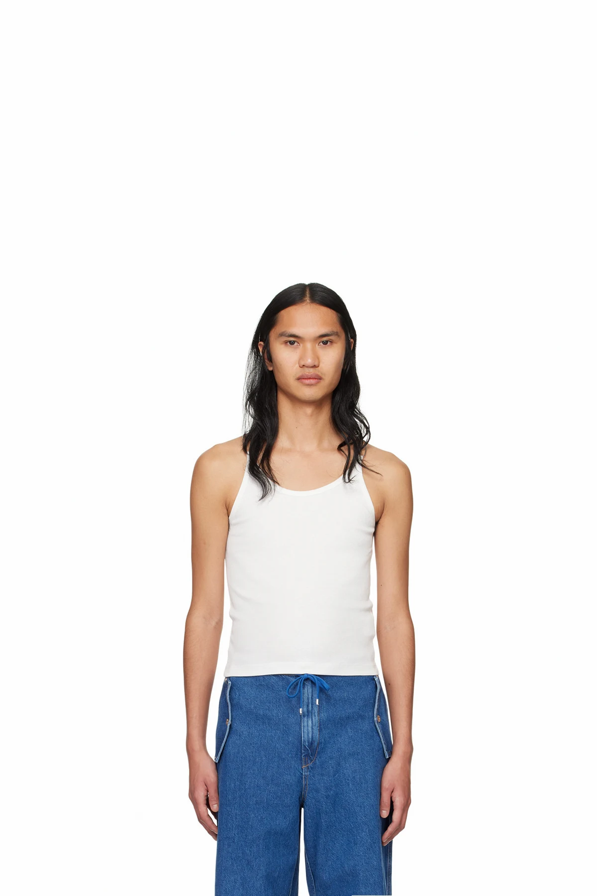 White Wire Strap Tank Top